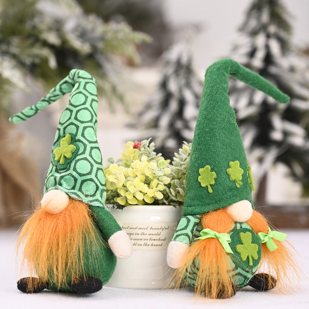 Decorations St. Patrick's Day Irish Day Decoration Doll Standing Green Leaf Gnome Ornament