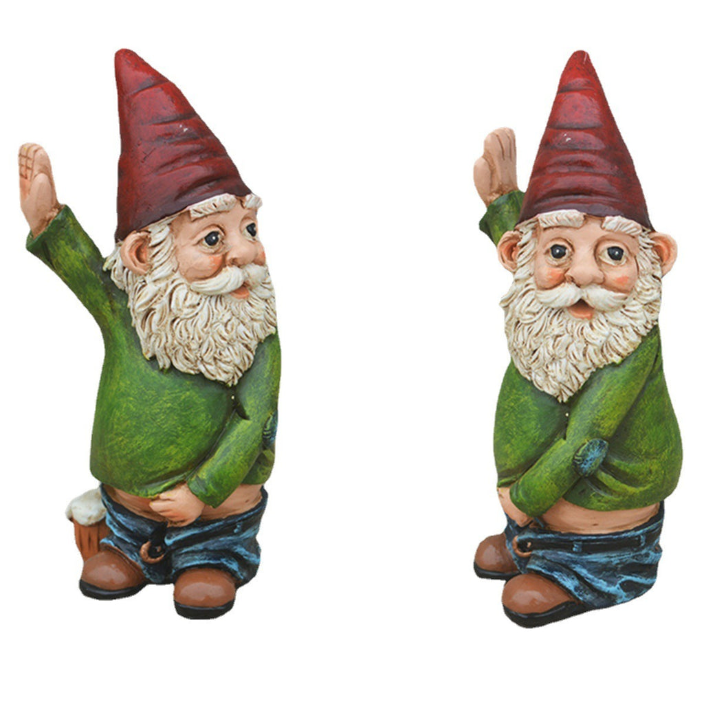 Garden gnome holding the tree and peeing resin crafts Funny pastoral ornaments
