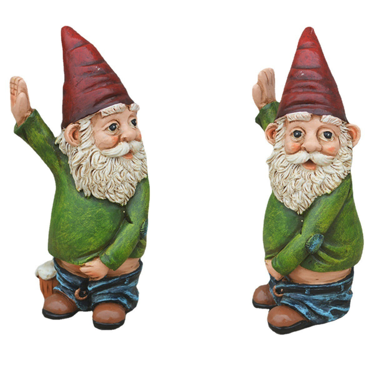 Garden gnome holding the tree and peeing resin crafts Funny pastoral ornaments