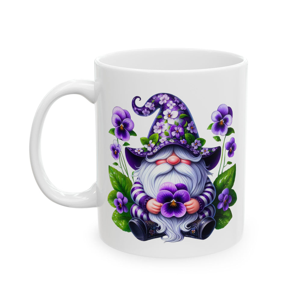 Purple Gnome Pansy Floral Ceramic Mug (11oz & 15oz)