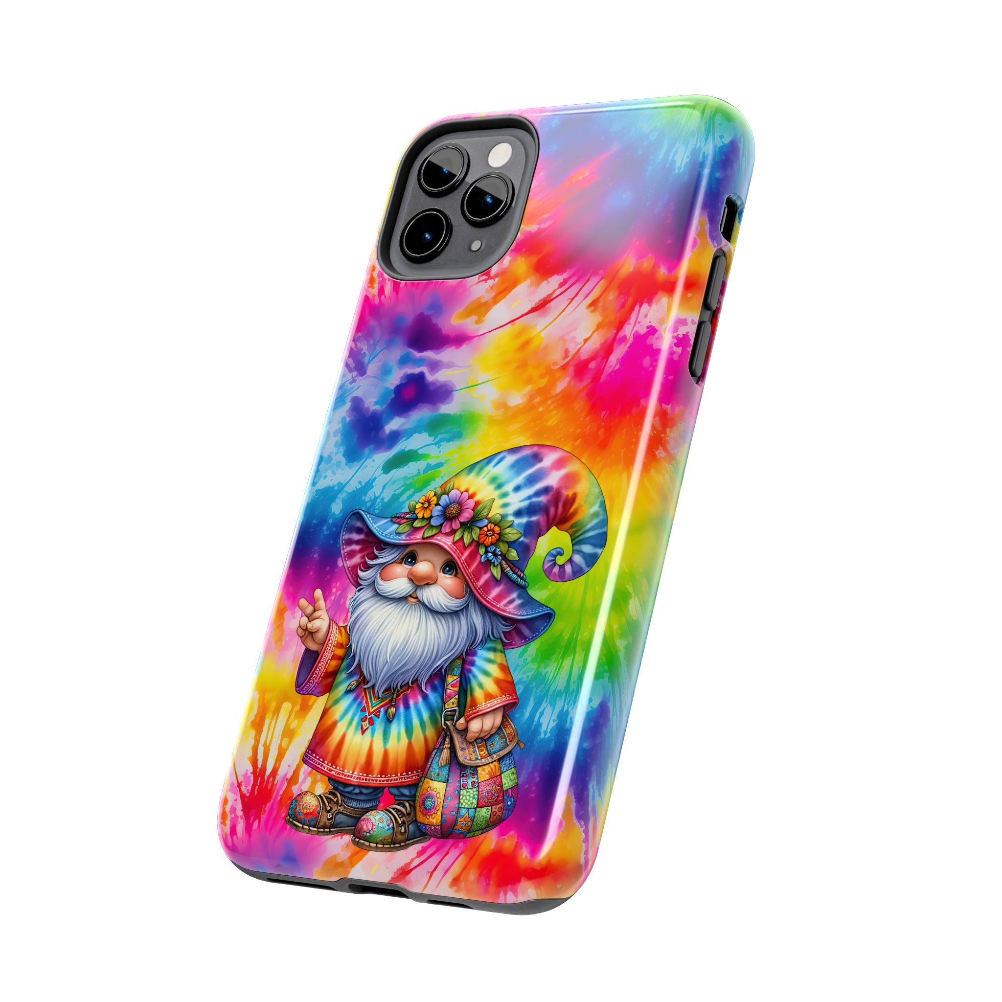 Tie-Dye Gnome Tough Phone Case — Colorful Boho Protective Phone Cover