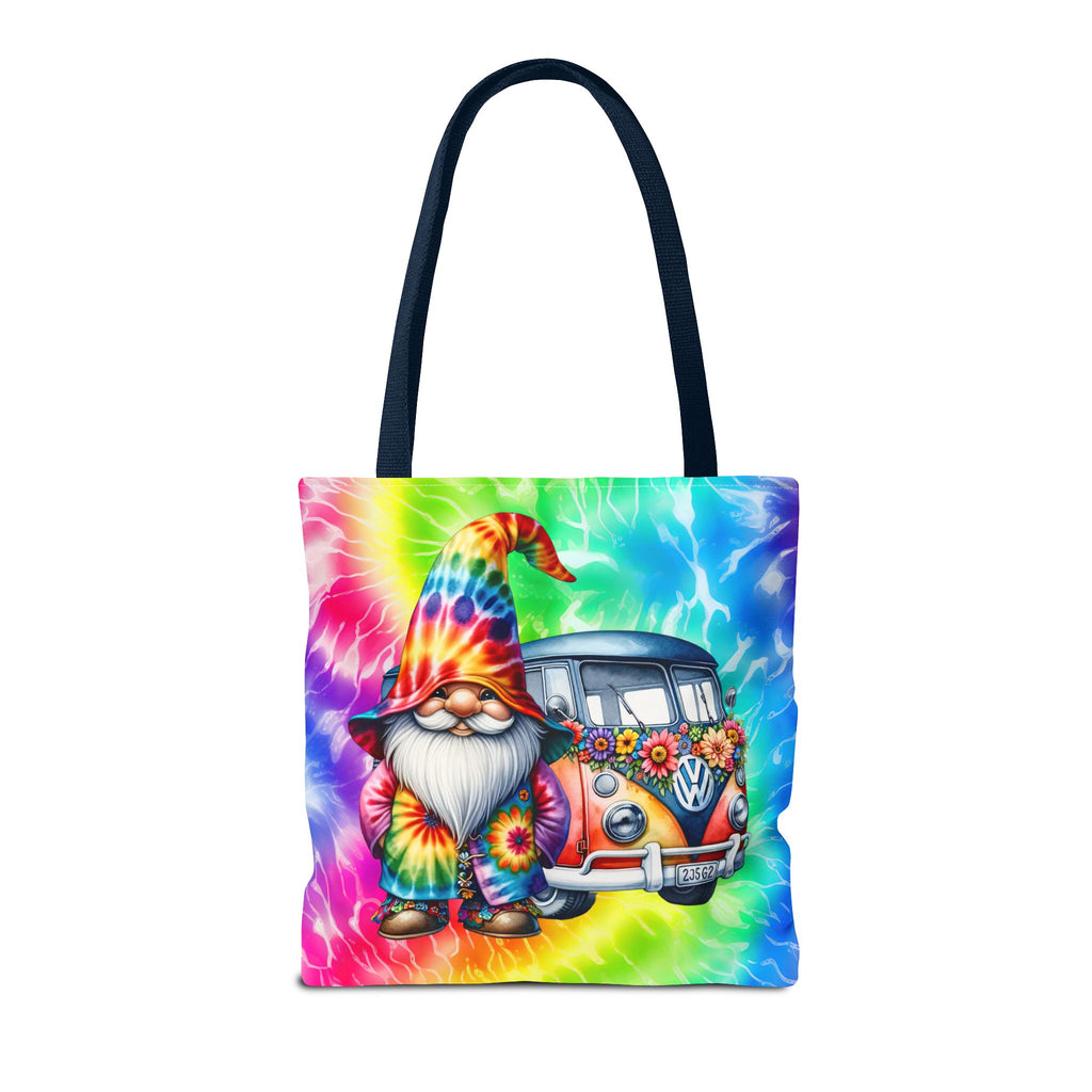 Tie-Dye Hippie Gnome Tote Bag — VW Bus Floral Boho Beach Tote