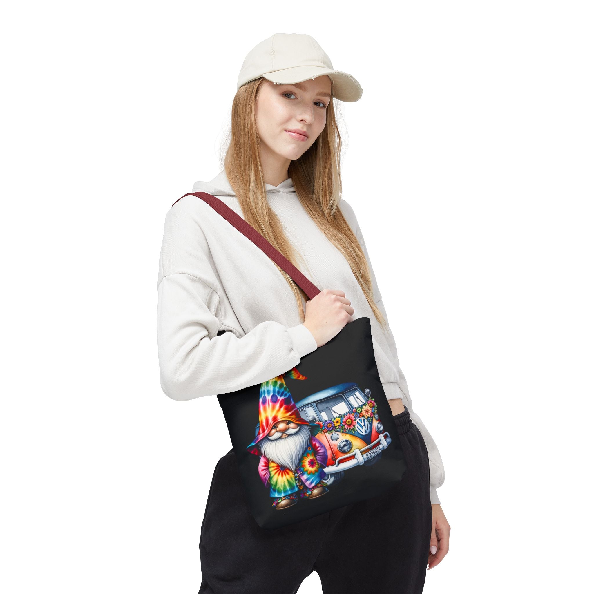 Tie-Dye Gnome Tote Bag — Hippie Van Floral Boho Market Tote