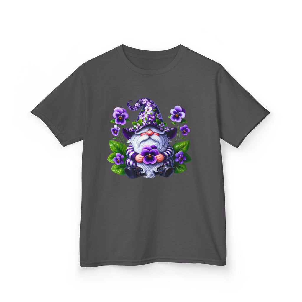 Kids Gnome T‑Shirt — Cute Purple Floral Gnome Tee for Children