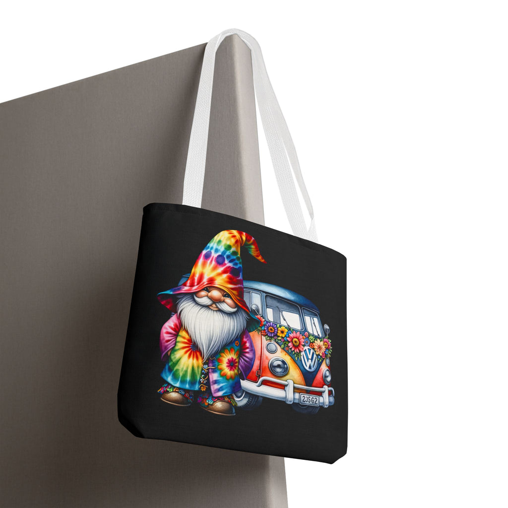 Tie-Dye Gnome Tote Bag — Hippie Van Floral Boho Market Tote