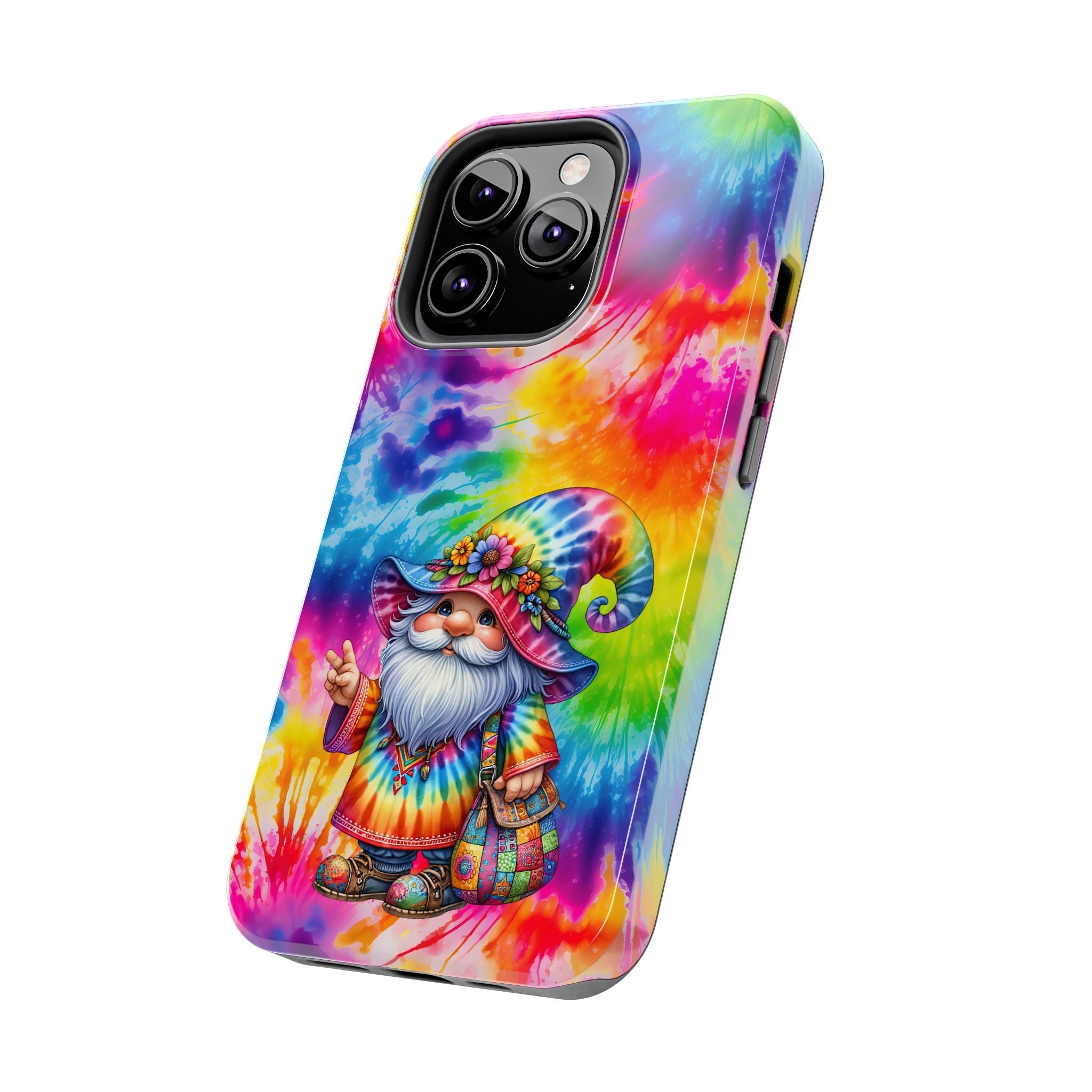 Tie-Dye Gnome Tough Phone Case — Colorful Boho Protective Phone Cover