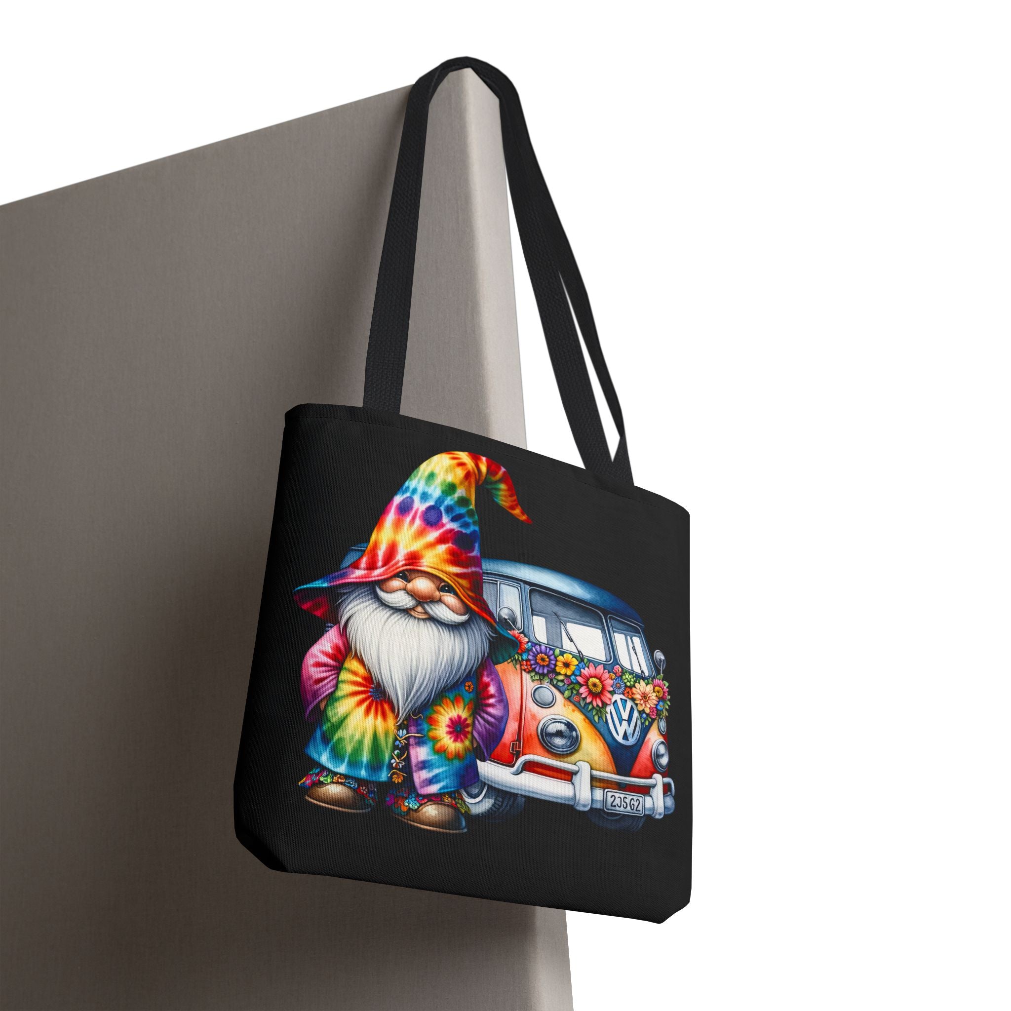 Tie-Dye Gnome Tote Bag — Hippie Van Floral Boho Market Tote