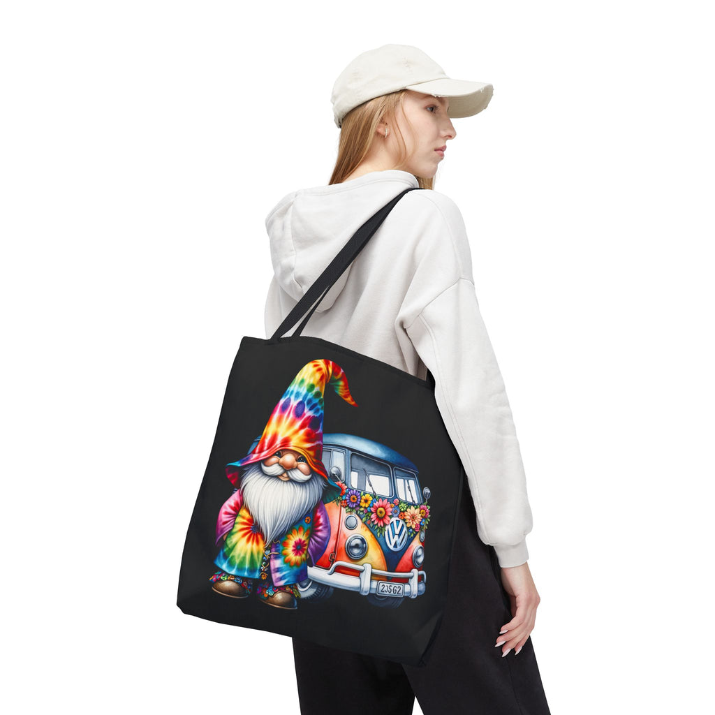 Tie-Dye Gnome Tote Bag — Hippie Van Floral Boho Market Tote