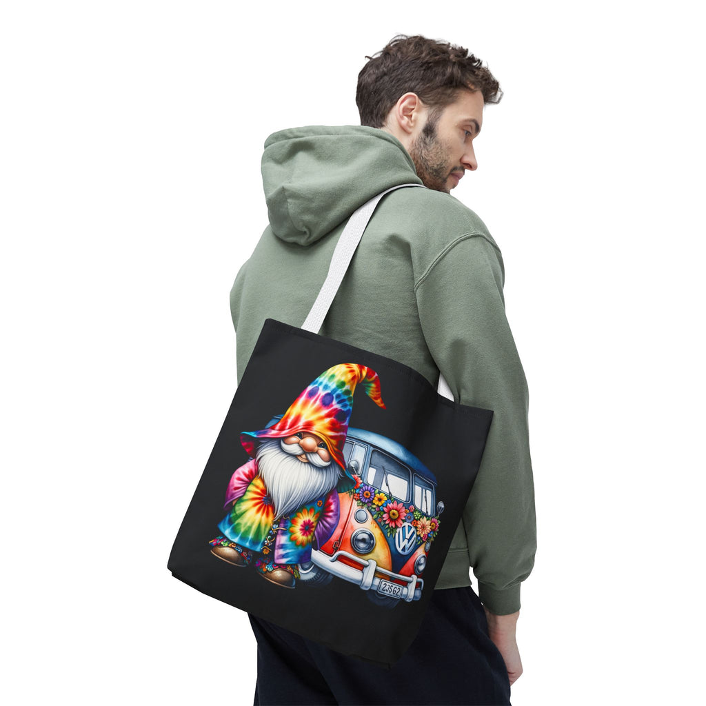 Tie-Dye Gnome Tote Bag — Hippie Van Floral Boho Market Tote