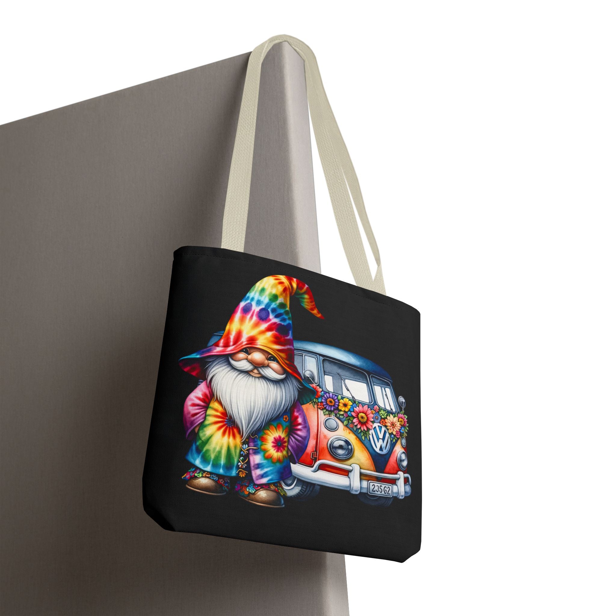 Tie-Dye Gnome Tote Bag — Hippie Van Floral Boho Market Tote