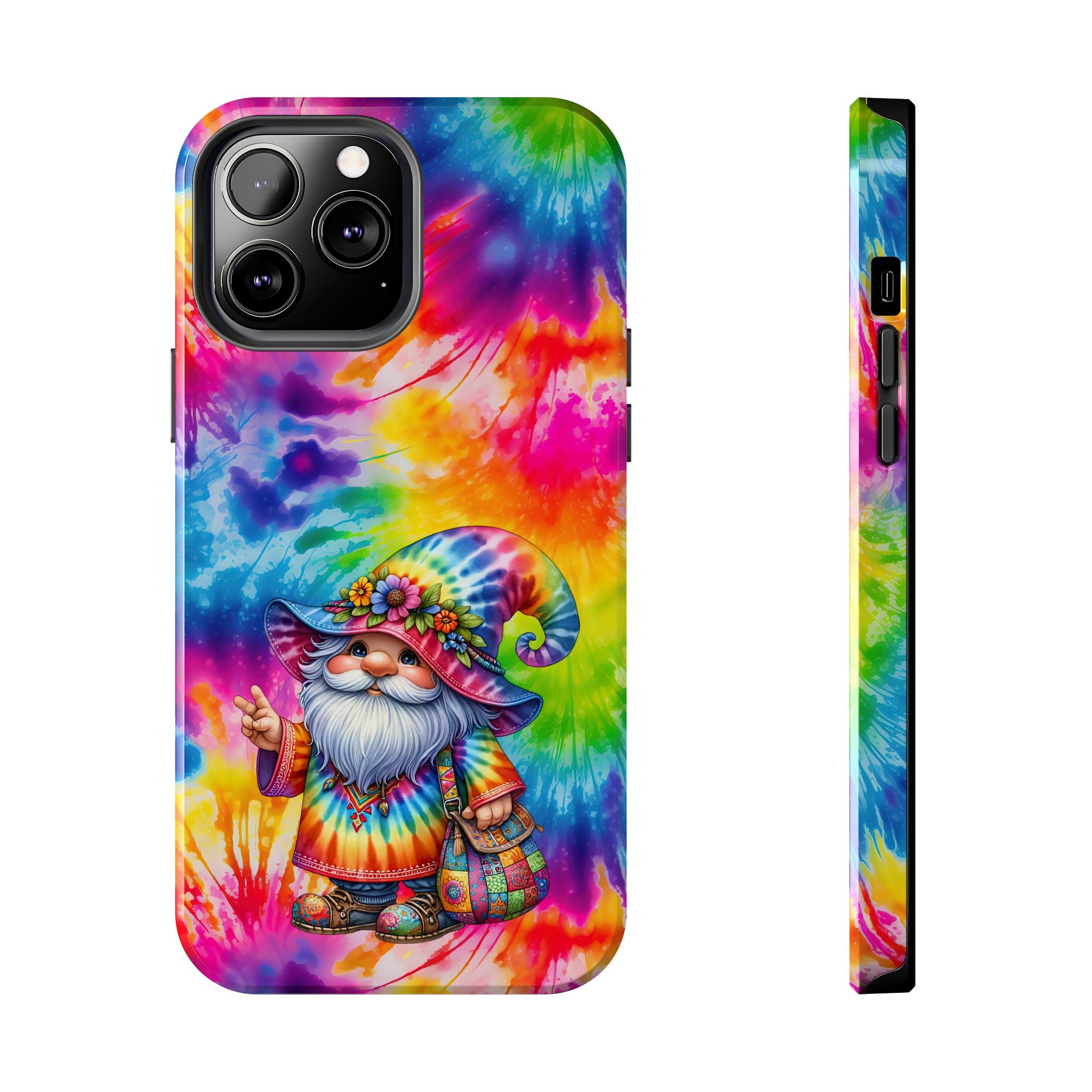 Tie-Dye Gnome Tough Phone Case — Colorful Boho Protective Phone Cover