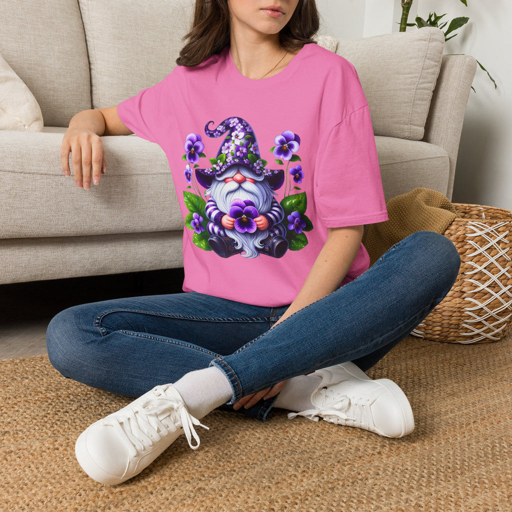 Purple Pansy Garden Gnome T-Shirt