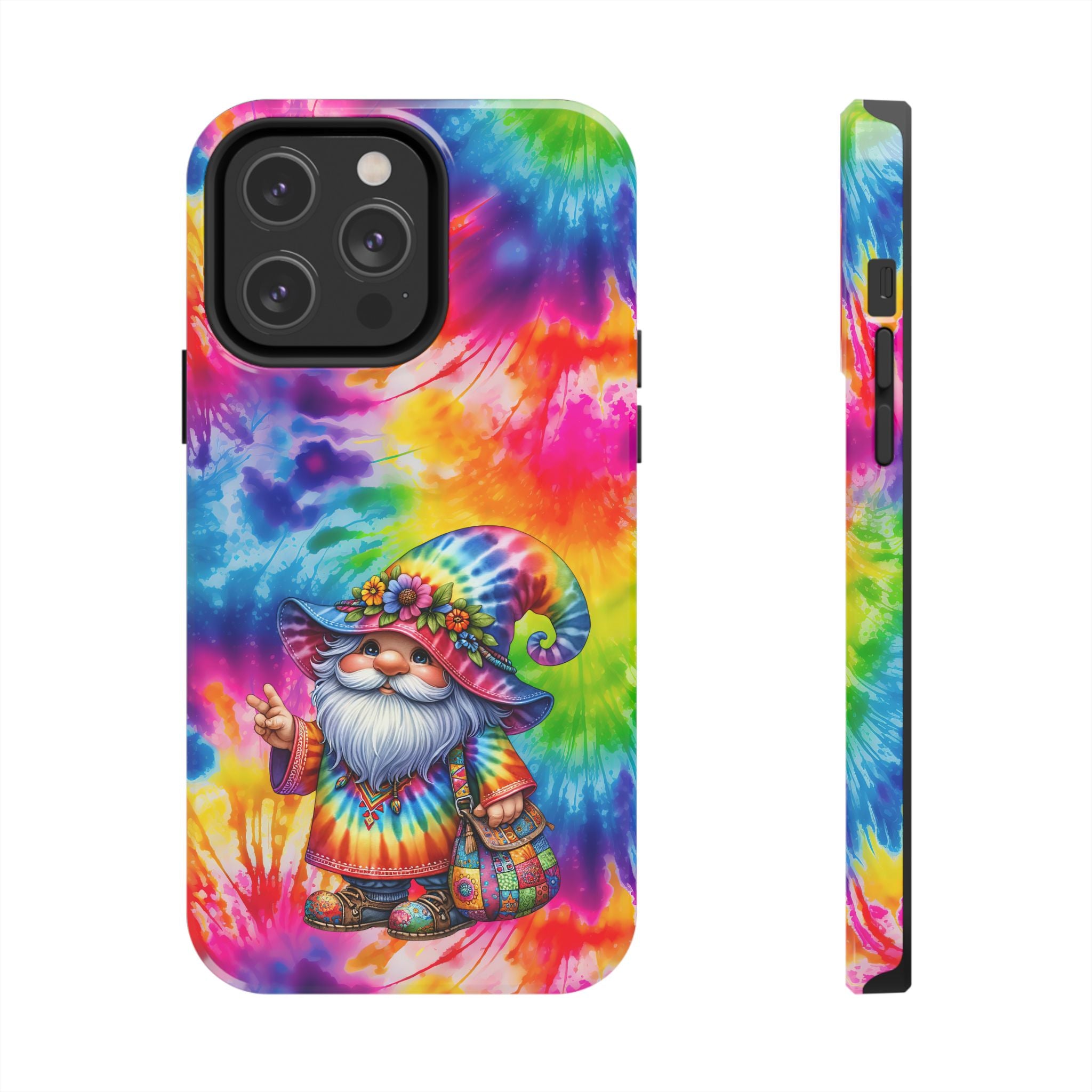 Tie-Dye Gnome Tough Phone Case — Colorful Boho Protective Phone Cover