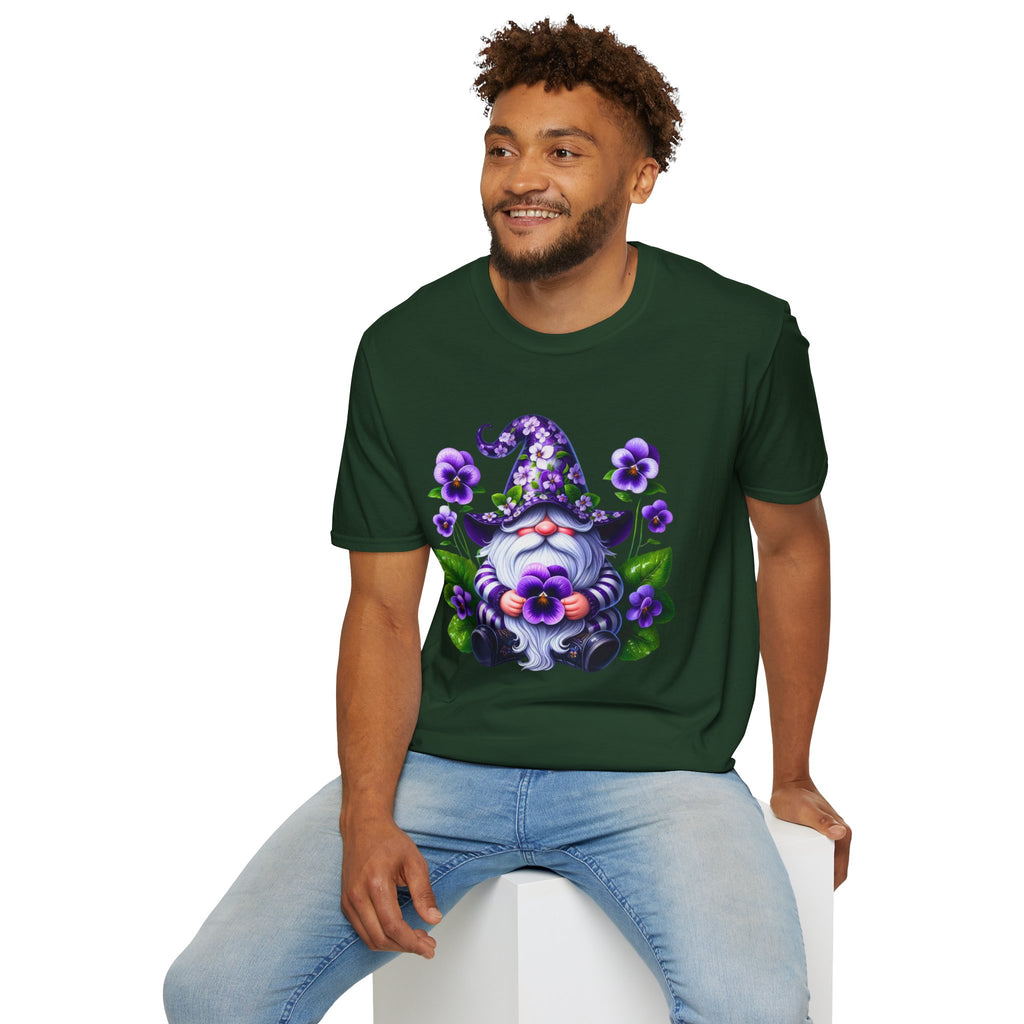 Purple Pansy Garden Gnome T-Shirt