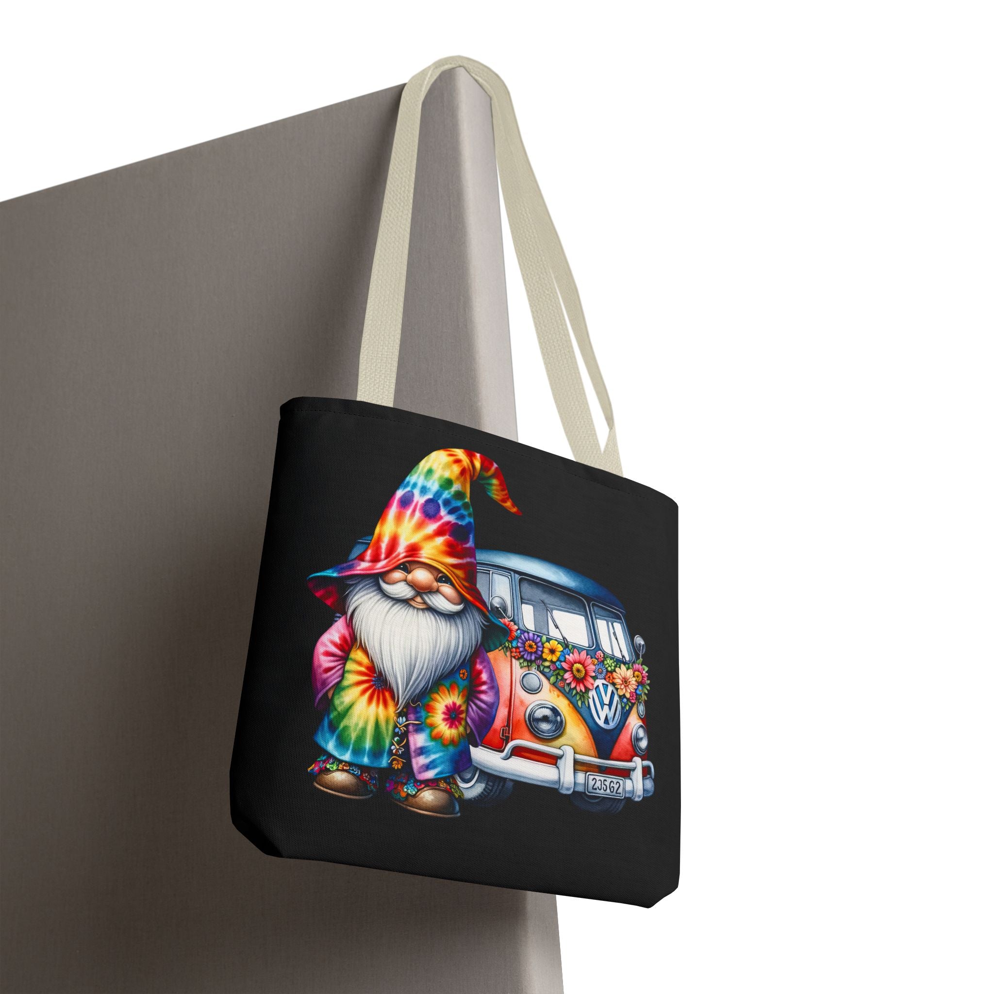 Tie-Dye Gnome Tote Bag — Hippie Van Floral Boho Market Tote