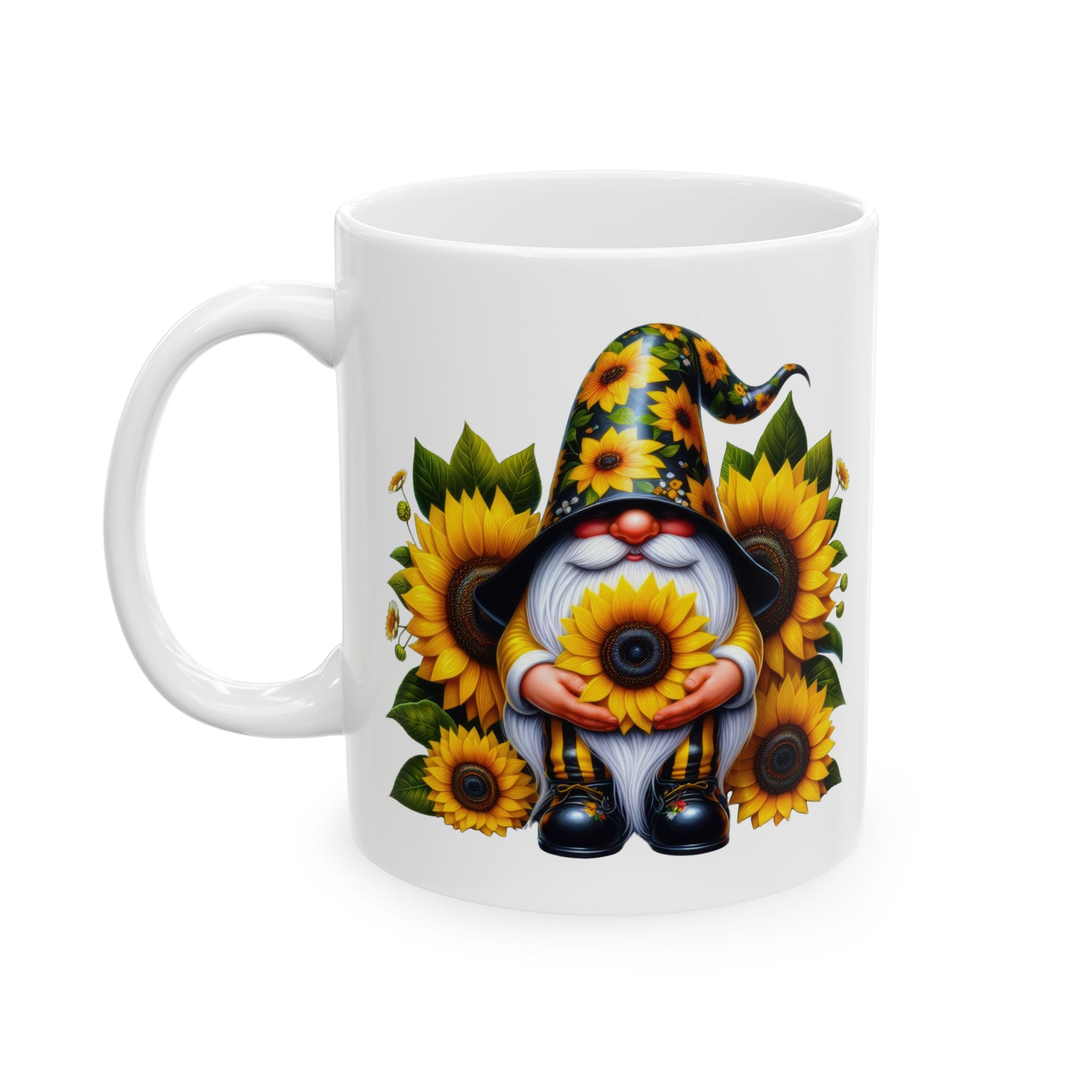 Sunflower Witch Ceramic Mug — Autumn Halloween Coffee Cup (11oz, 15oz)