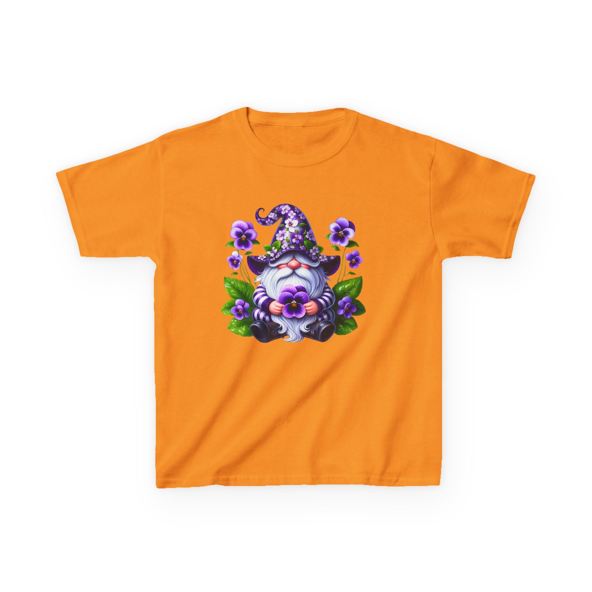 Kids Gnome T‑Shirt — Cute Purple Floral Gnome Tee for Children