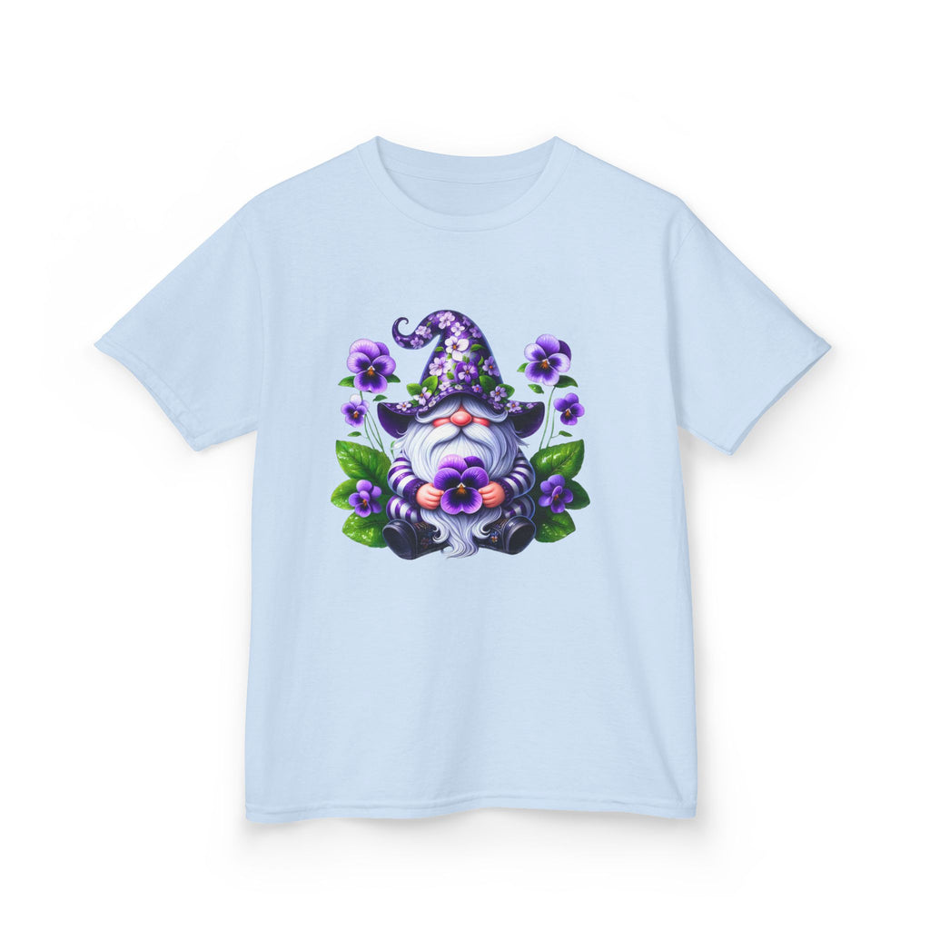 Kids Gnome T‑Shirt — Cute Purple Floral Wizard Gnome Tee for Children