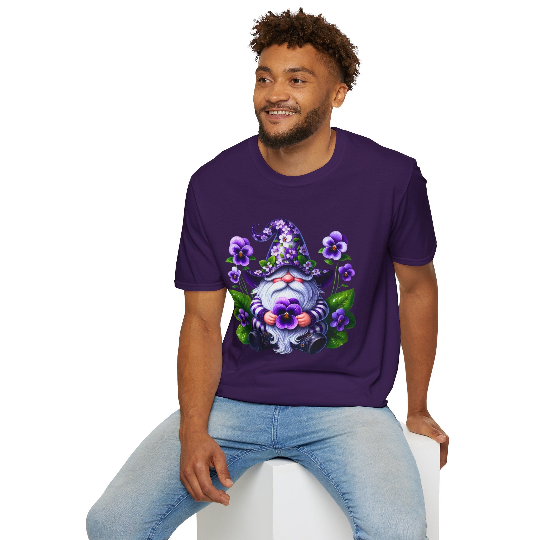 Purple Pansy Garden Gnome T-Shirt