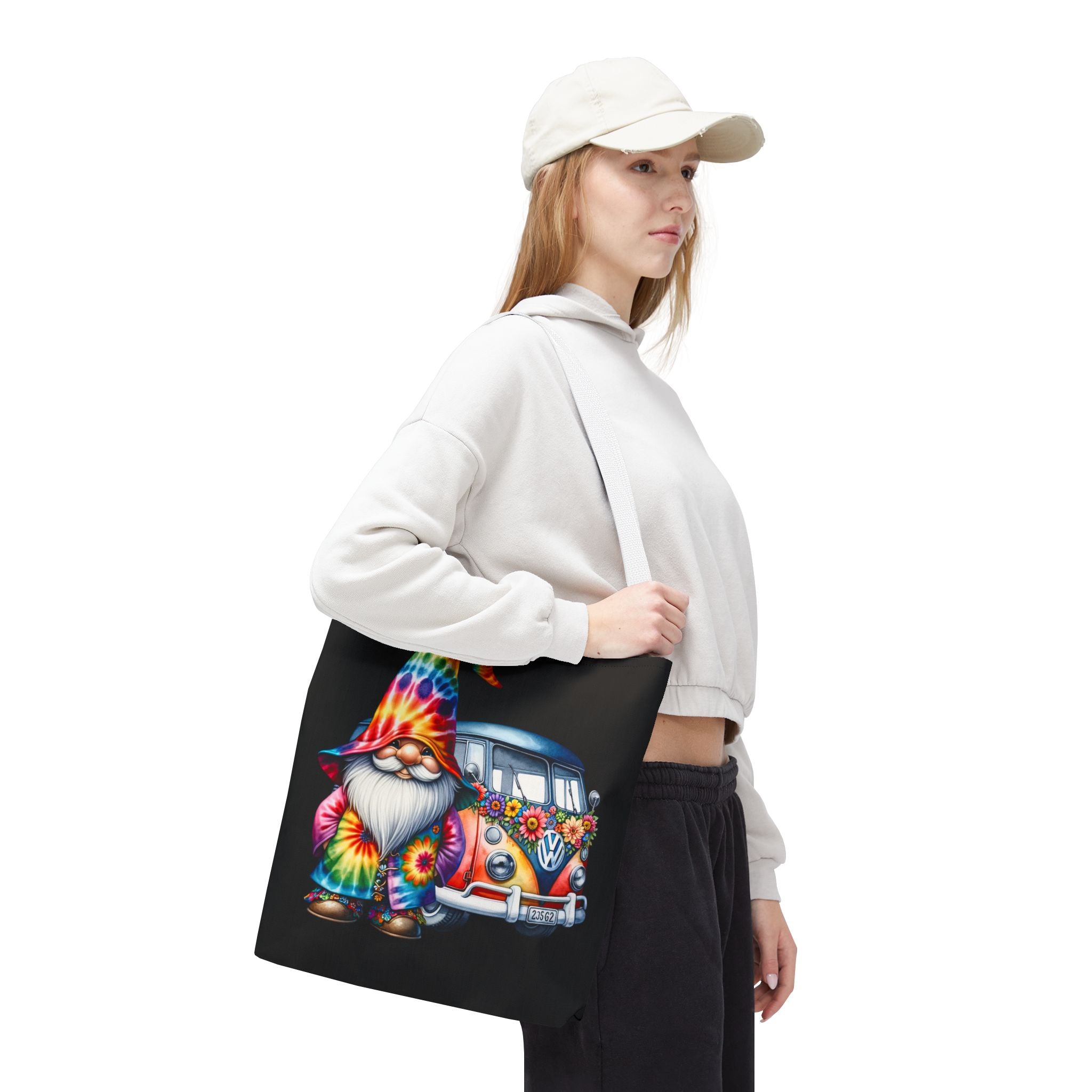 Tie-Dye Gnome Tote Bag — Hippie Van Floral Boho Market Tote