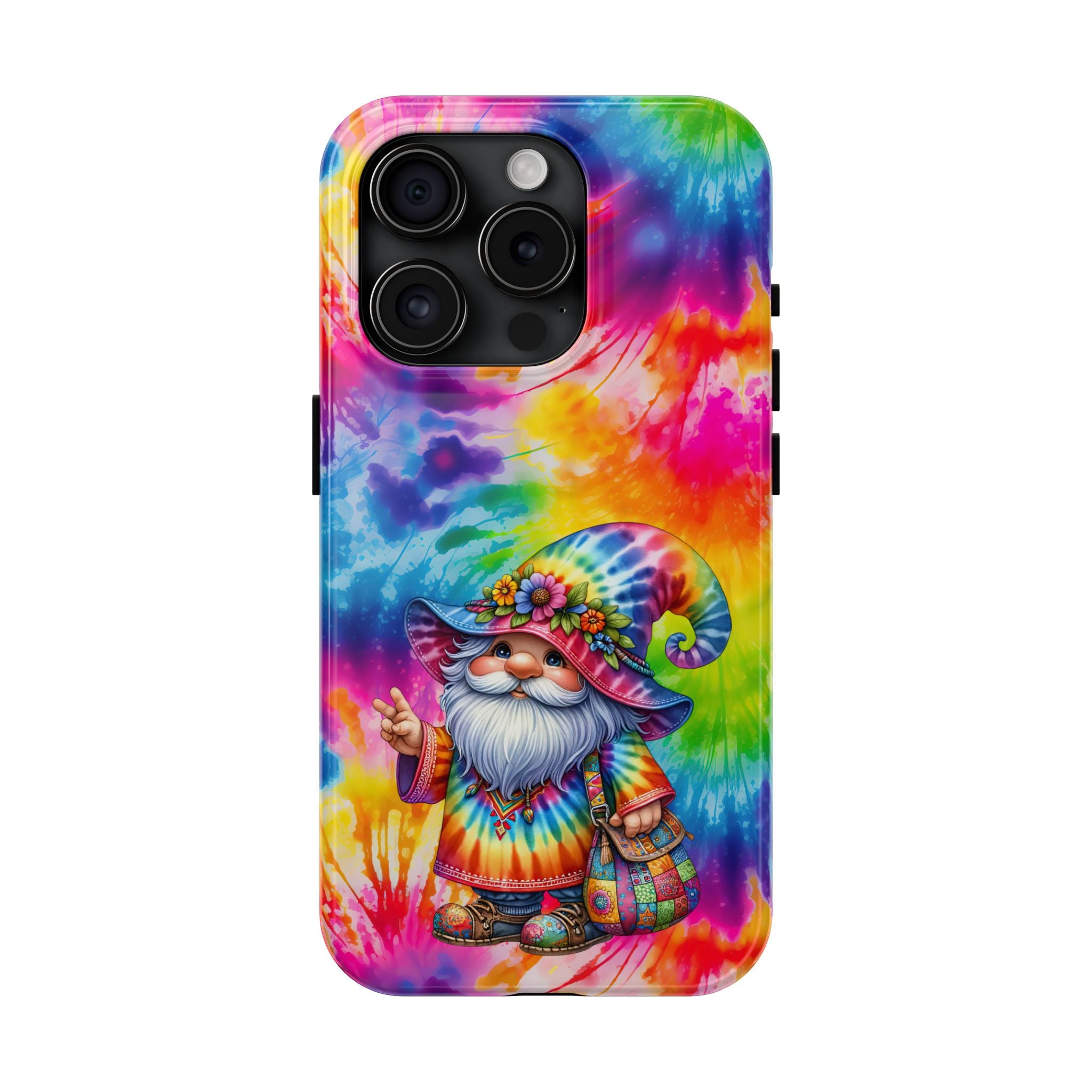 Tie-Dye Gnome Tough Phone Case — Colorful Boho Protective Phone Cover