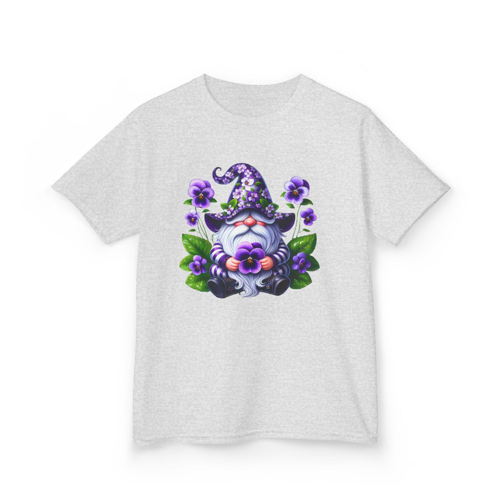 Kids Gnome T‑Shirt — Cute Purple Floral Gnome Tee for Children