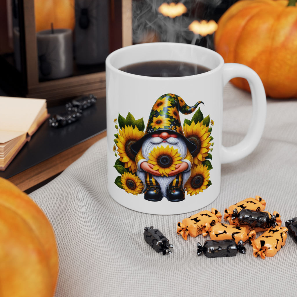 Sunflower Witch Ceramic Mug — Autumn Halloween Coffee Cup (11oz, 15oz)