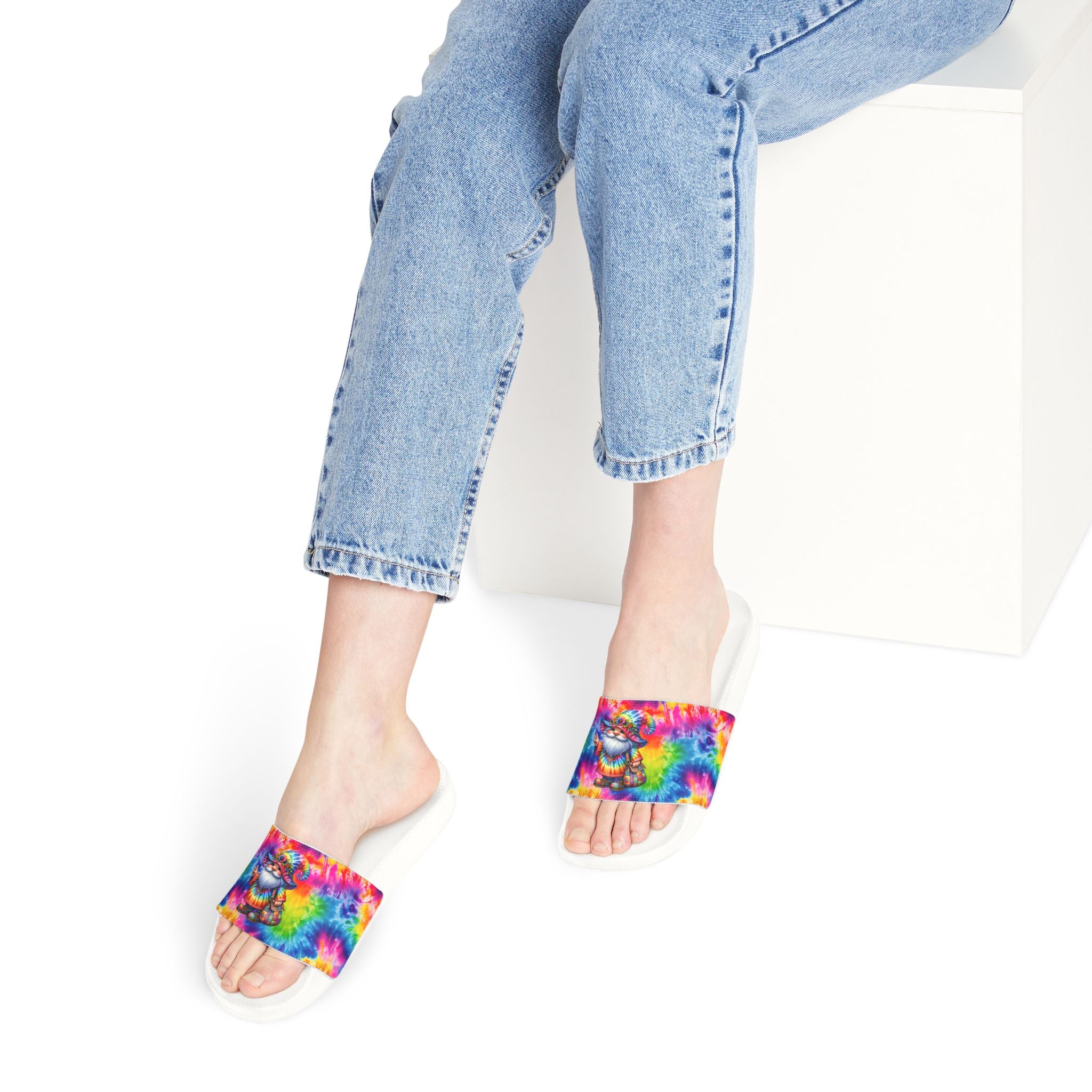 Tie-Dye Skull Slide Sandals — Women’s Removable‑Strap Casual Slides