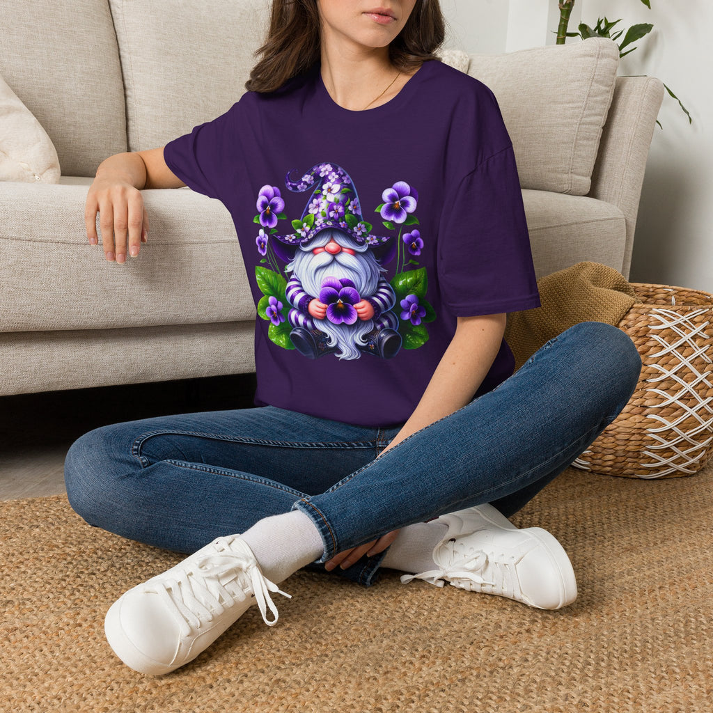 Purple Pansy Garden Gnome T-Shirt