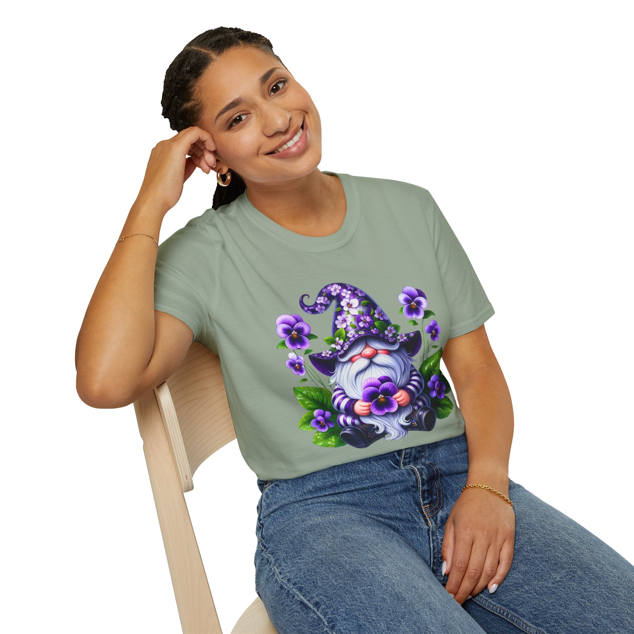 Purple Pansy Garden Gnome T-Shirt