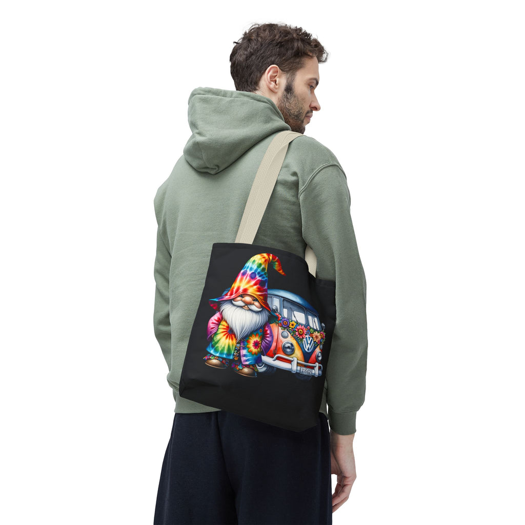 Tie-Dye Gnome Tote Bag — Hippie Van Floral Boho Market Tote