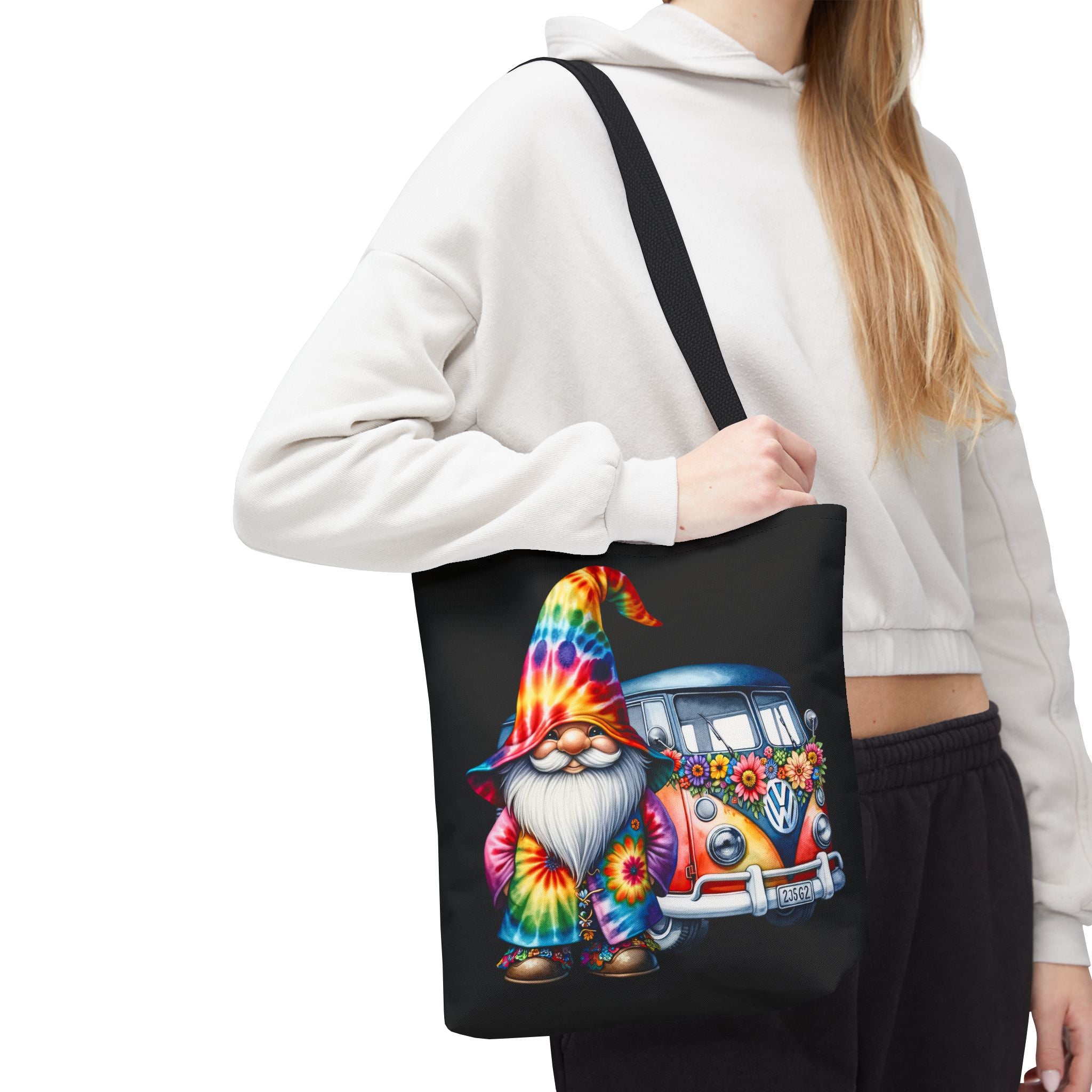 Tie-Dye Gnome Tote Bag — Hippie Van Floral Boho Market Tote