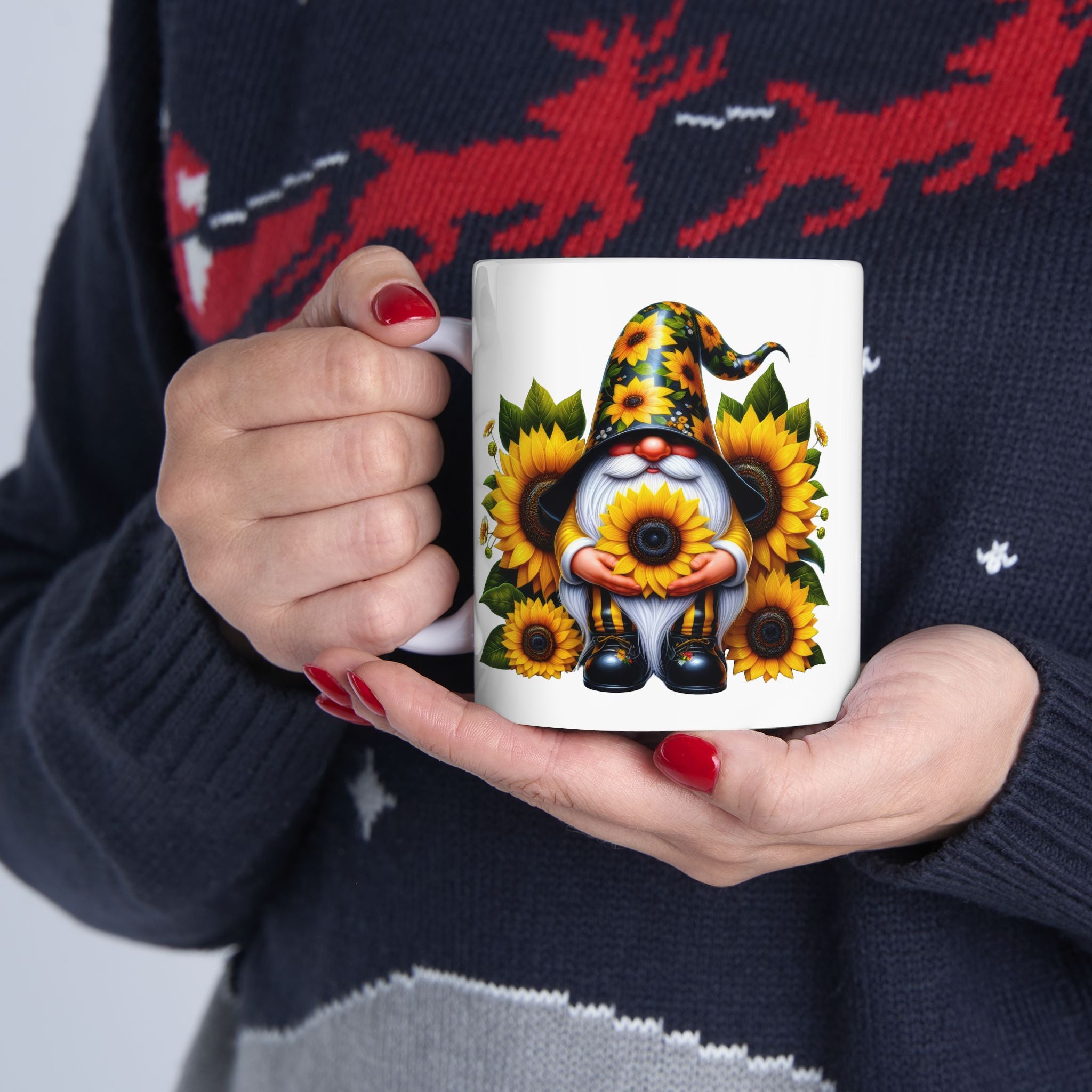 Sunflower Witch Ceramic Mug — Autumn Halloween Coffee Cup (11oz, 15oz)