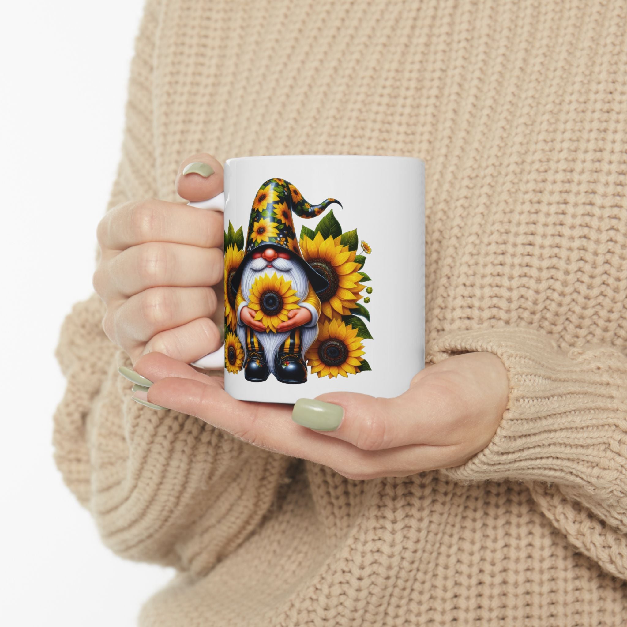 Sunflower Witch Ceramic Mug — Autumn Halloween Coffee Cup (11oz, 15oz)