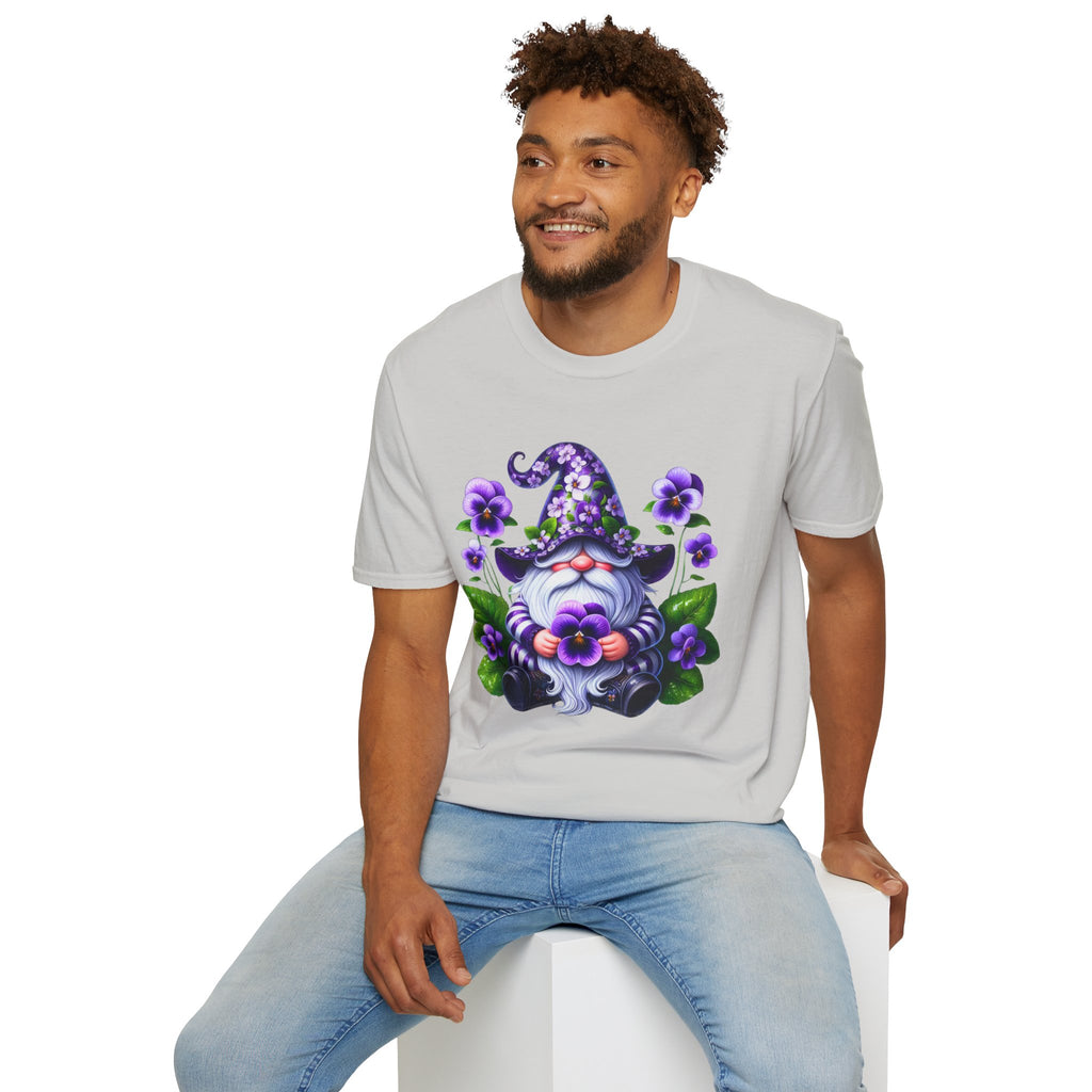 Purple Pansy Garden Gnome T-Shirt