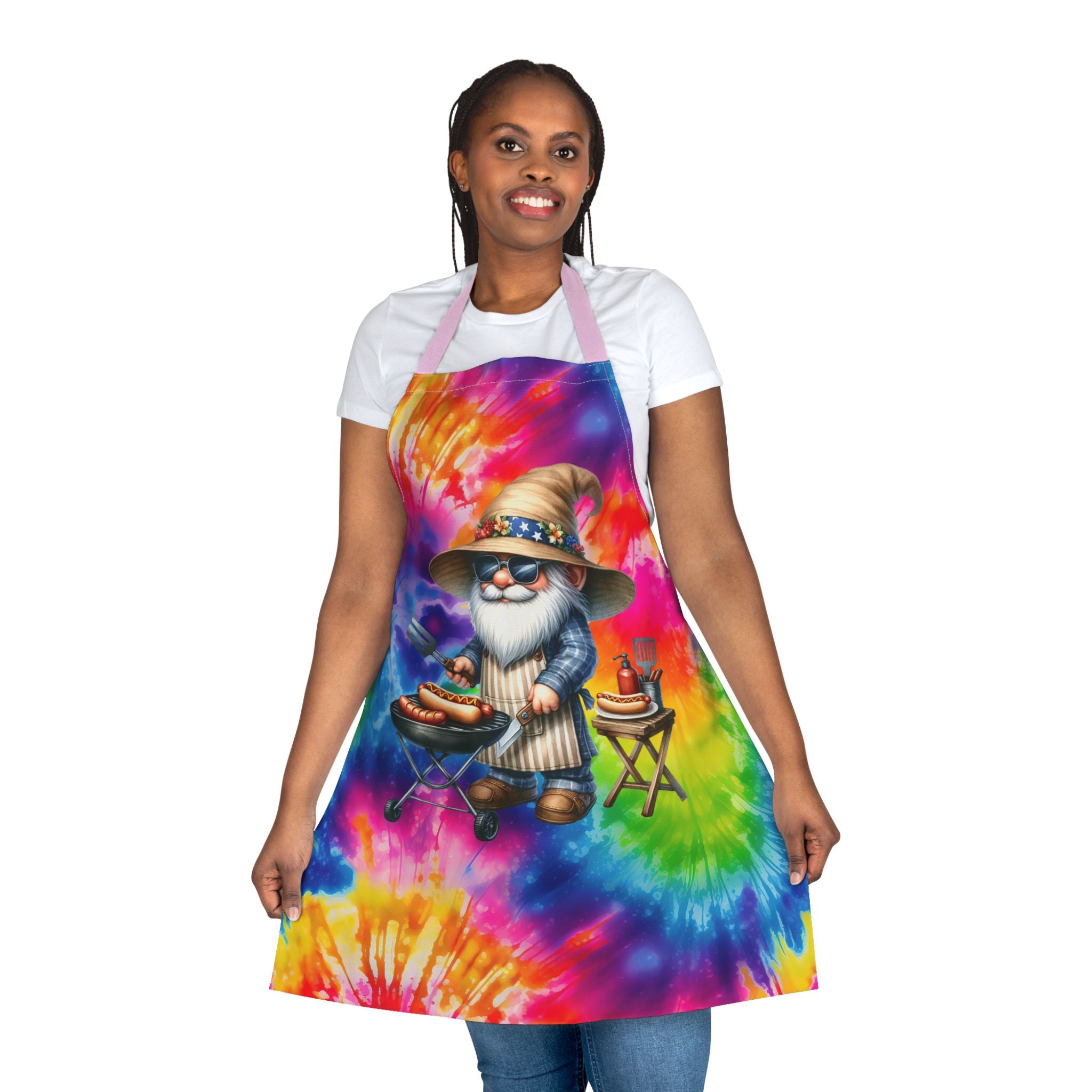 Tie-Dye Gnome BBQ Apron - Colorful Grilling Chef Apron