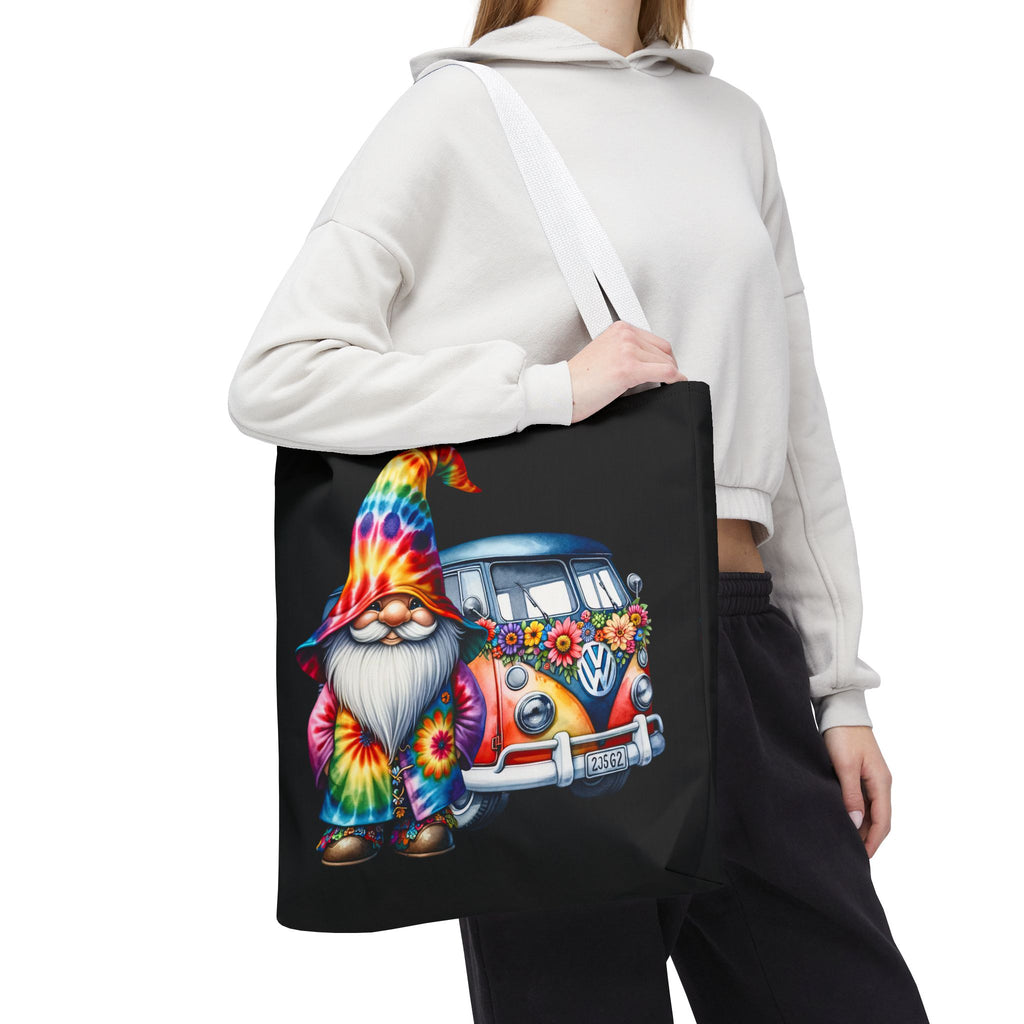 Tie-Dye Gnome Tote Bag — Hippie Van Floral Boho Market Tote