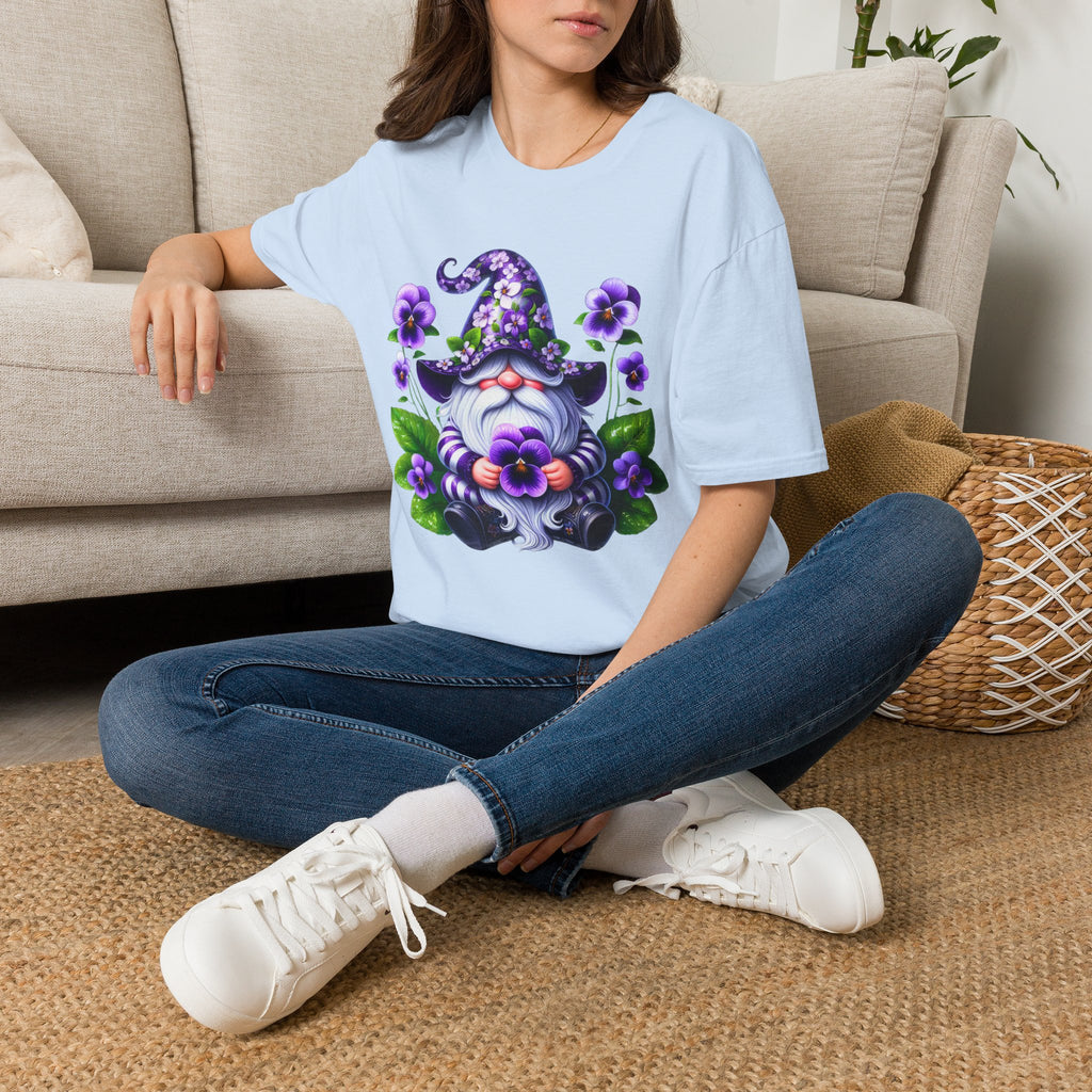 Purple Pansy Garden Gnome T-Shirt