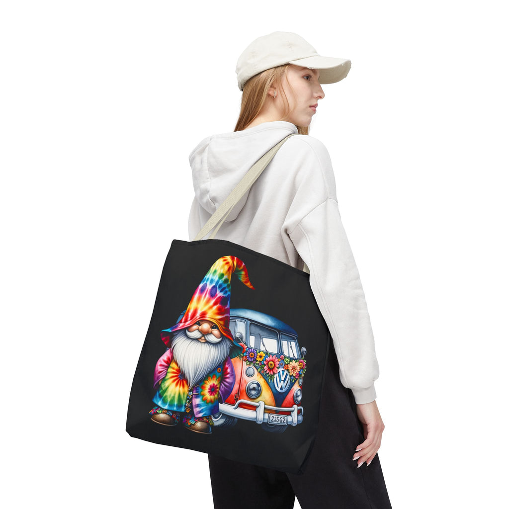 Tie-Dye Gnome Tote Bag — Hippie Van Floral Boho Market Tote