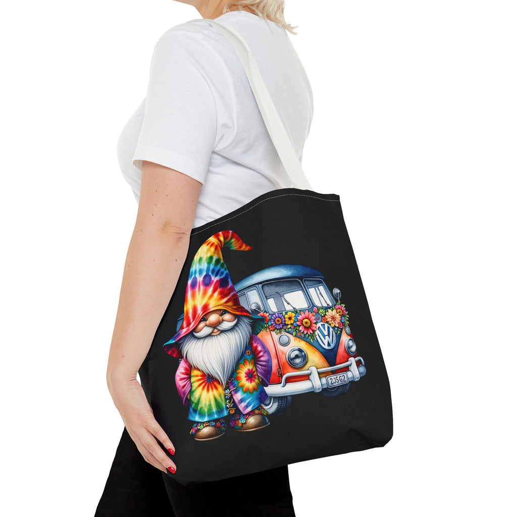 Tie-Dye Gnome Tote Bag — Hippie Van Floral Boho Market Tote
