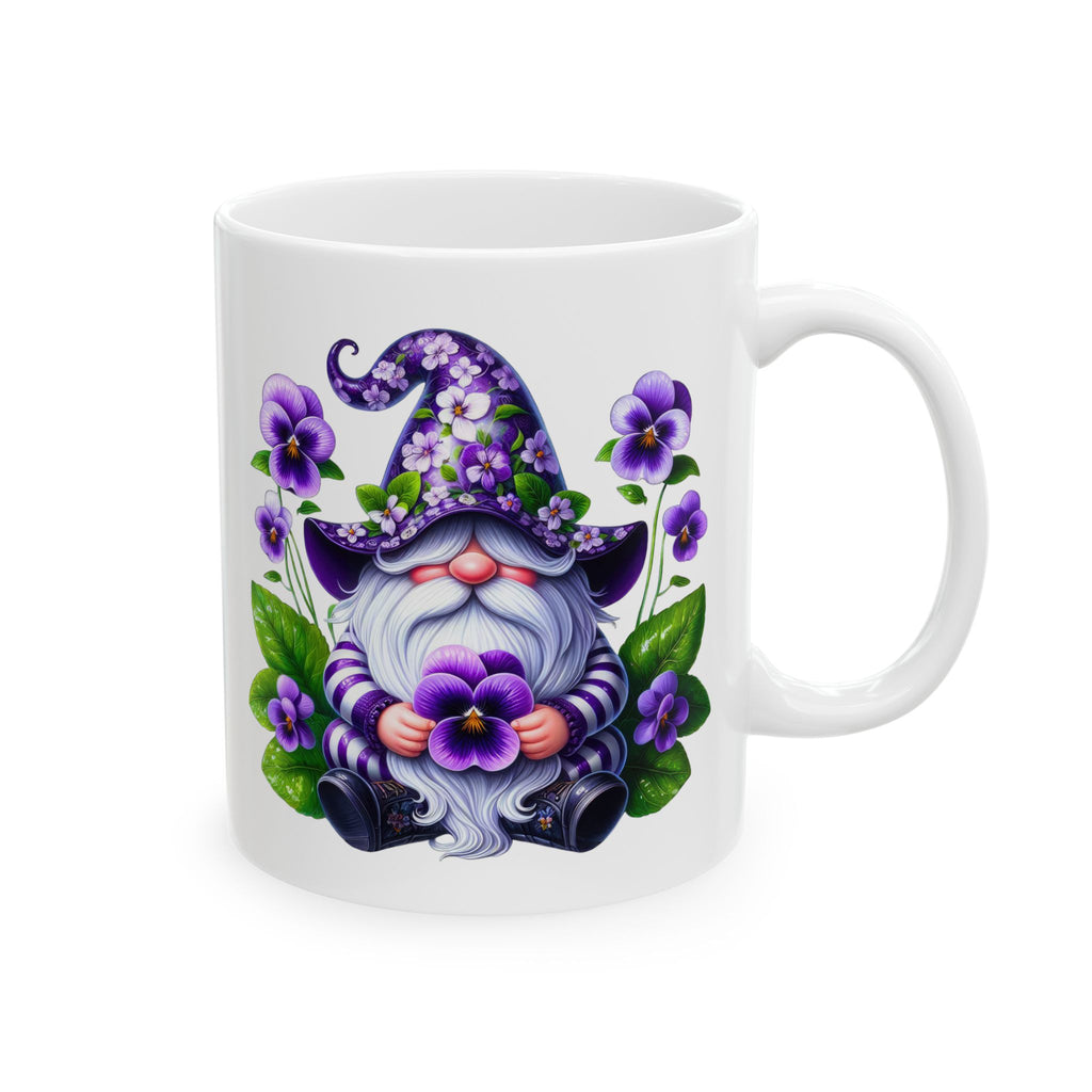 Purple Gnome Pansy Floral Ceramic Mug (11oz & 15oz)