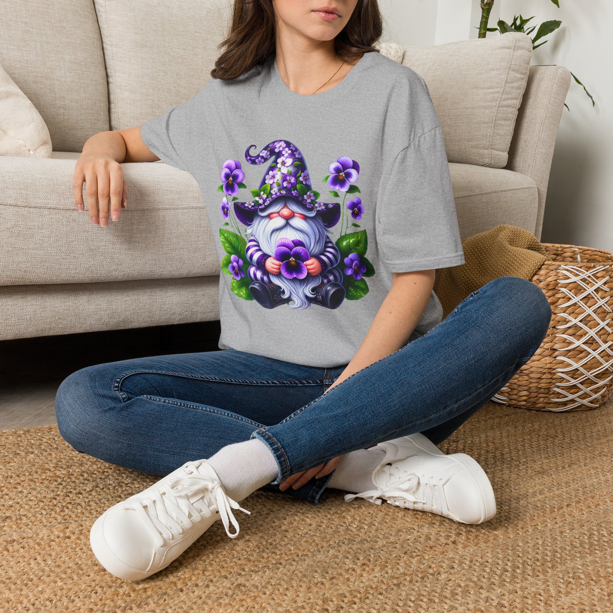 Purple Pansy Garden Gnome T-Shirt