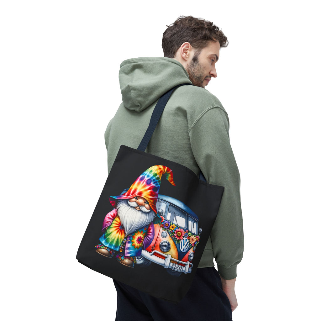 Tie-Dye Gnome Tote Bag — Hippie Van Floral Boho Market Tote