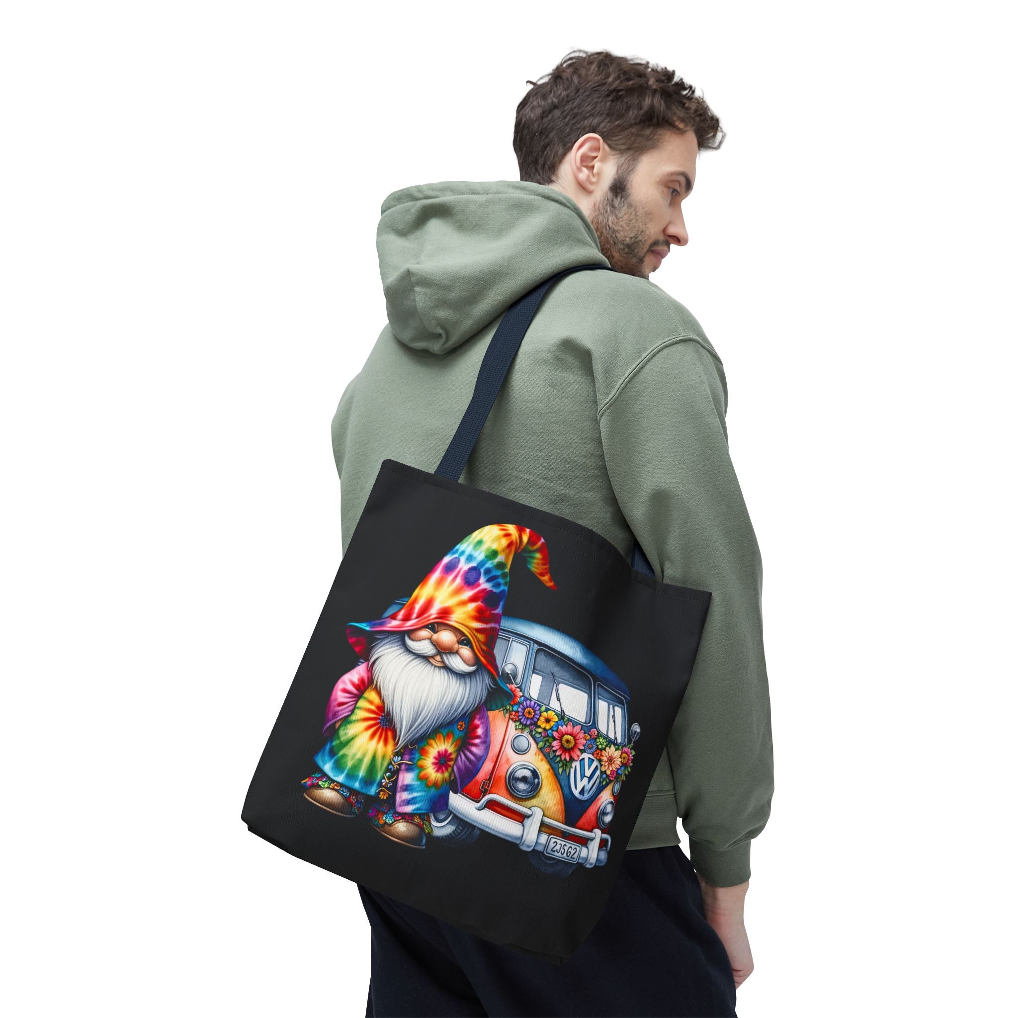 Tie-Dye Gnome Tote Bag — Hippie Van Floral Boho Market Tote