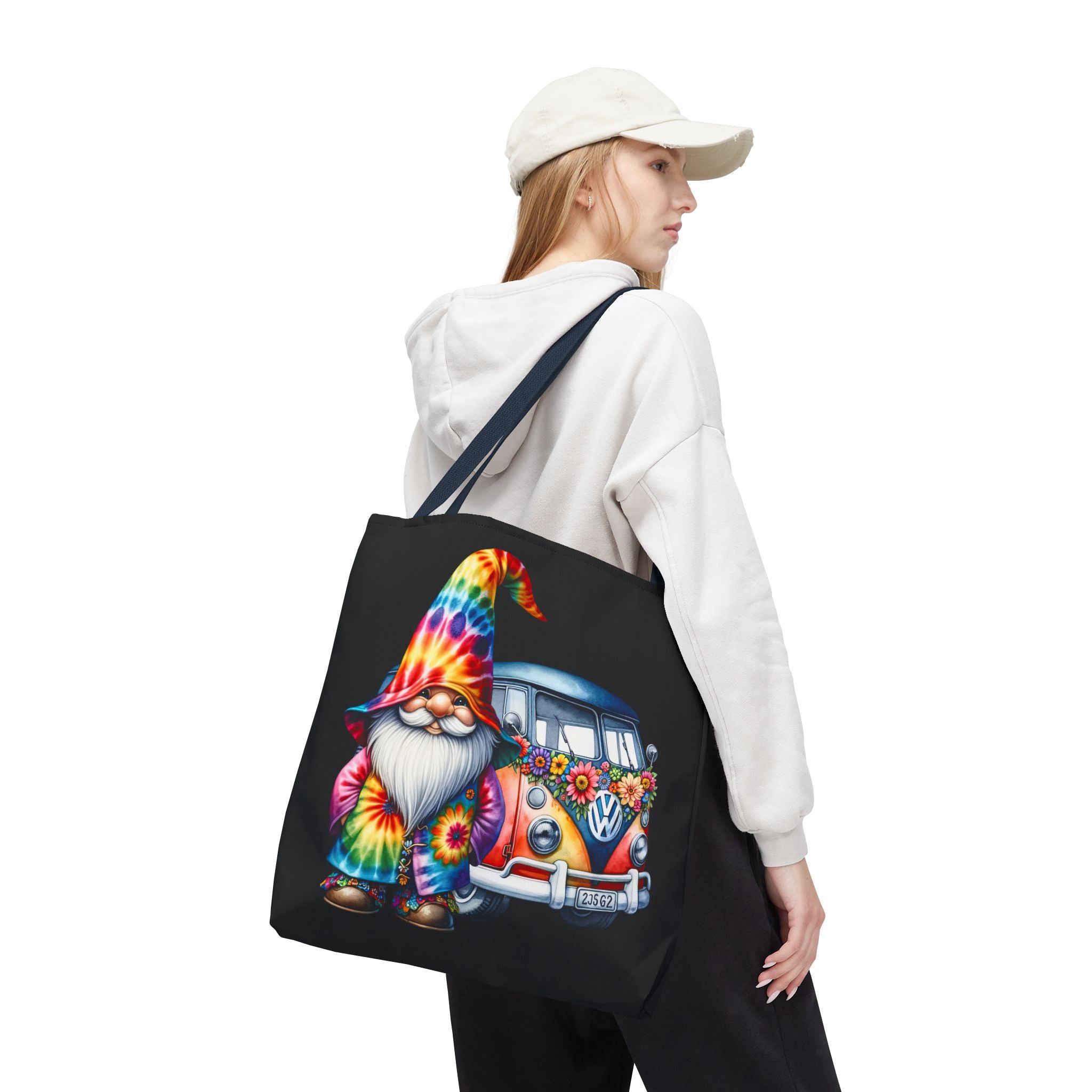 Tie-Dye Gnome Tote Bag — Hippie Van Floral Boho Market Tote