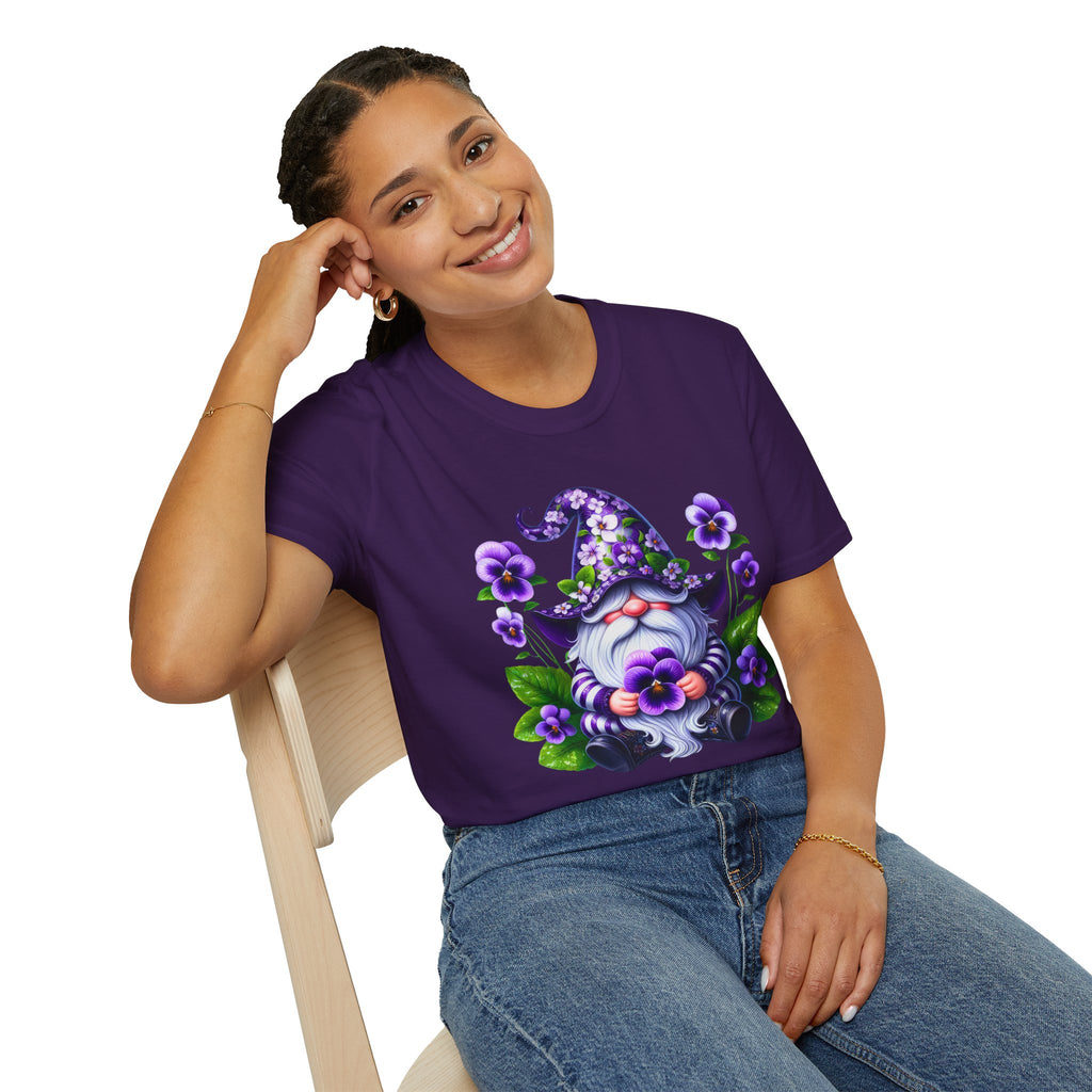 Purple Pansy Garden Gnome T-Shirt