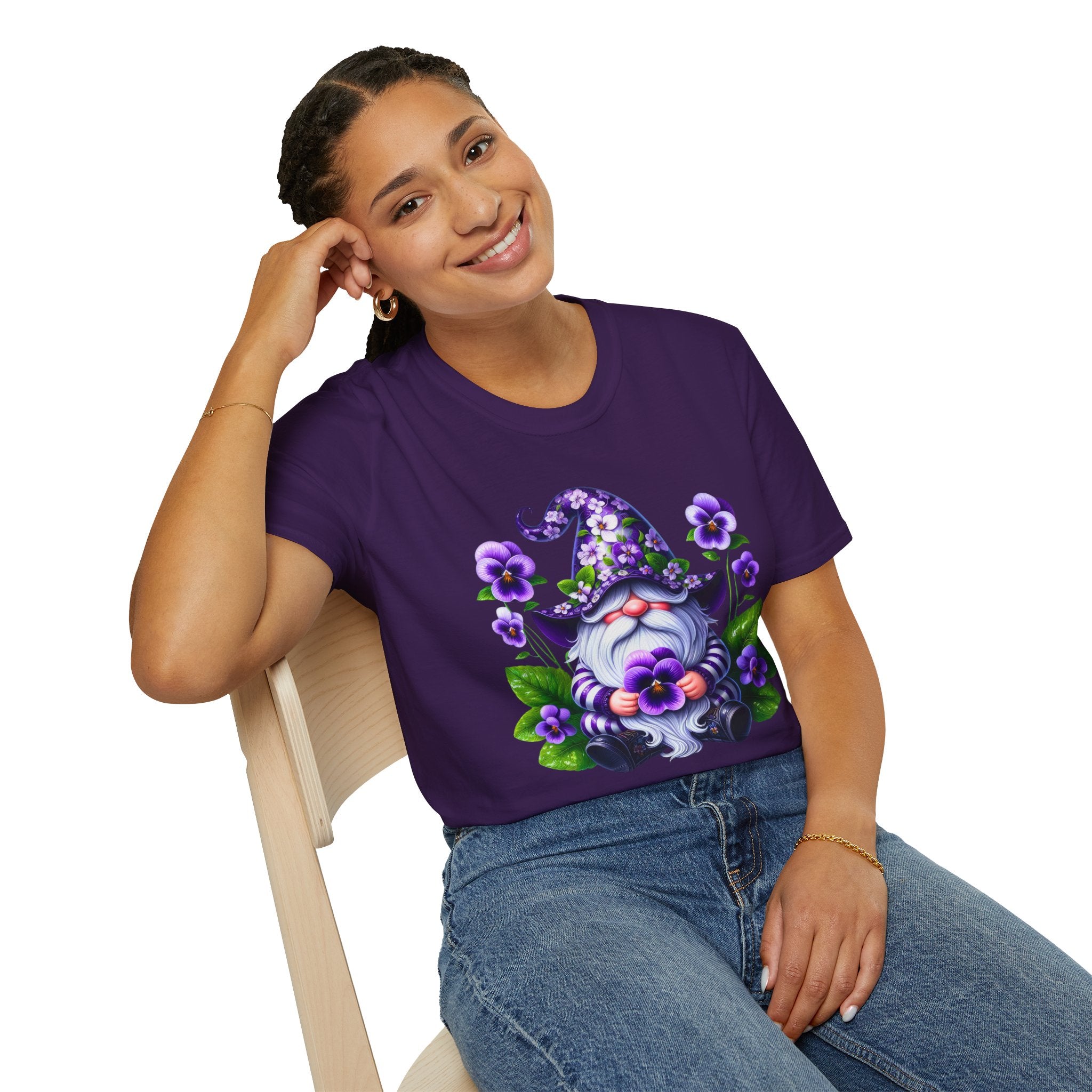 Purple Pansy Garden Gnome T-Shirt