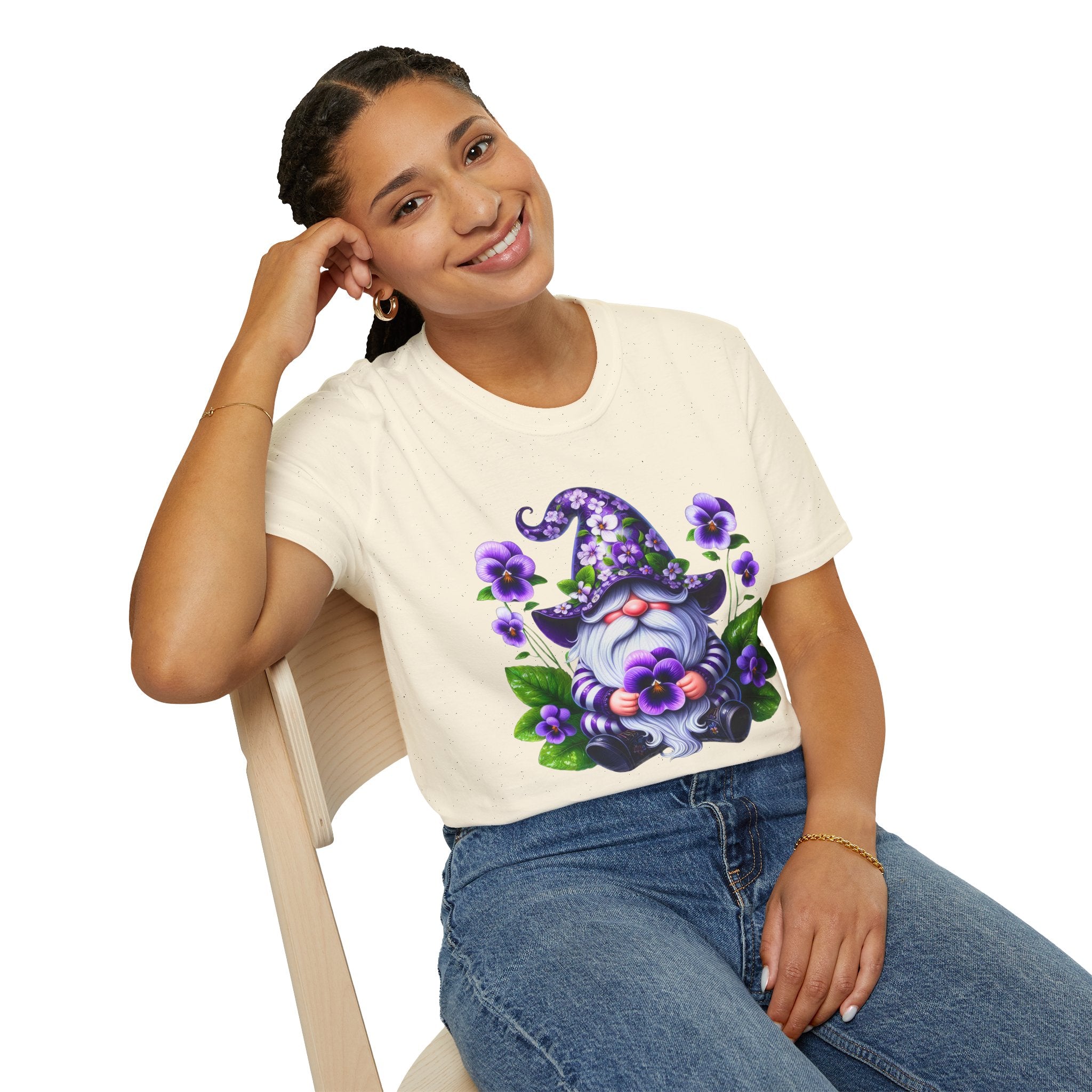 Purple Pansy Garden Gnome T-Shirt