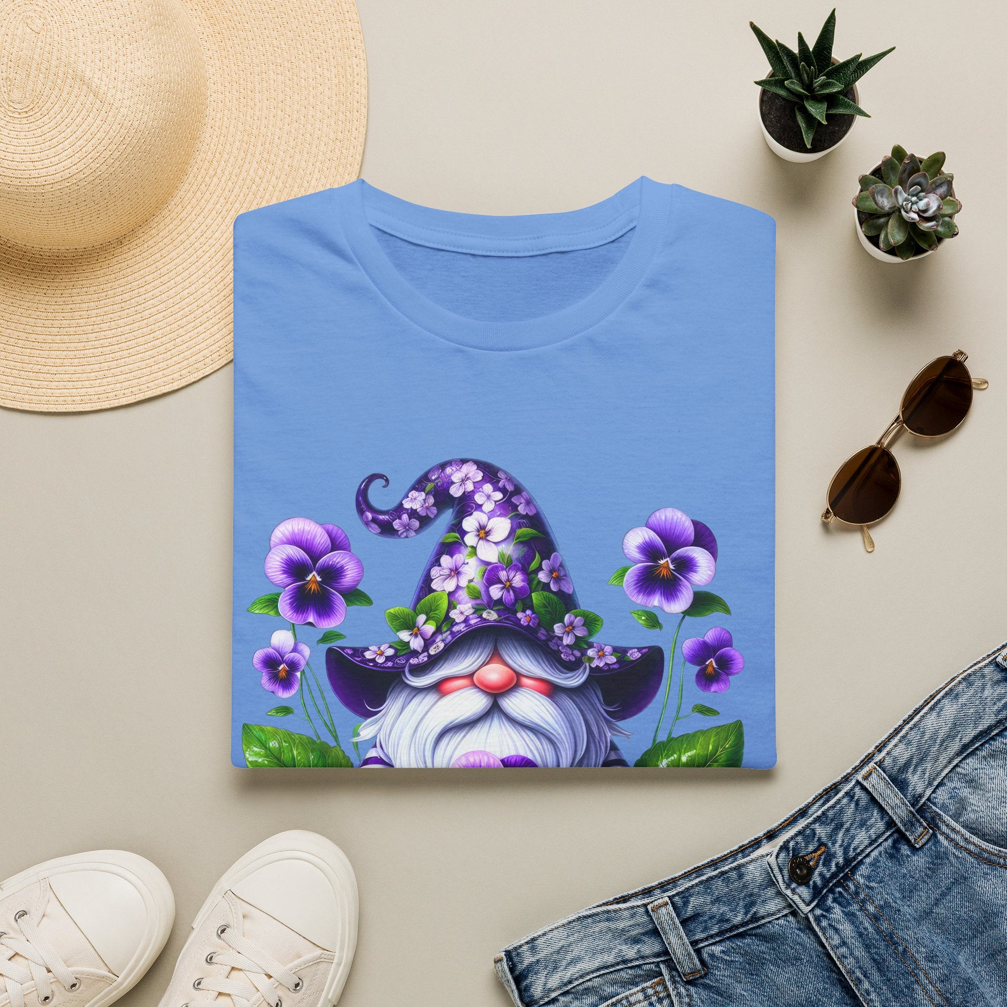 Purple Pansy Garden Gnome T-Shirt