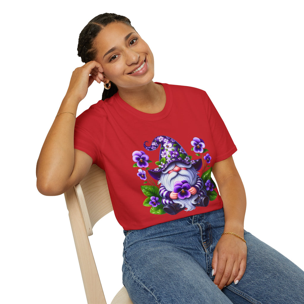 Purple Pansy Garden Gnome T-Shirt